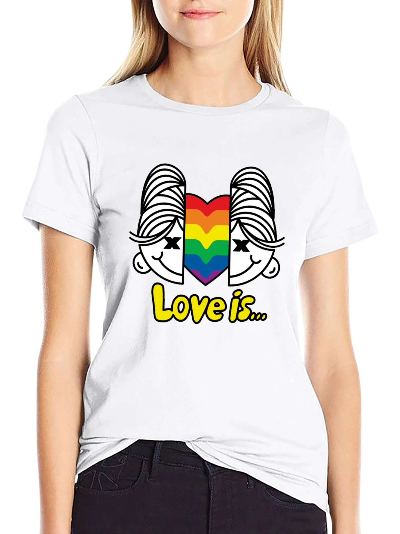 Love Is T-Shirt LGBT Pride Tee Rainbow Heart