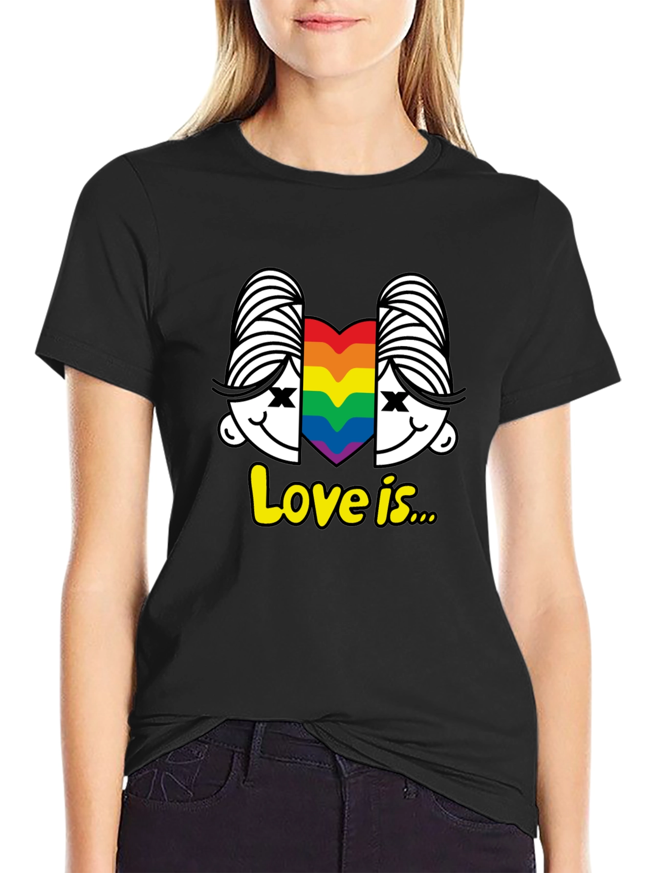 Love Is T-Shirt LGBT Pride Tee Rainbow Heart