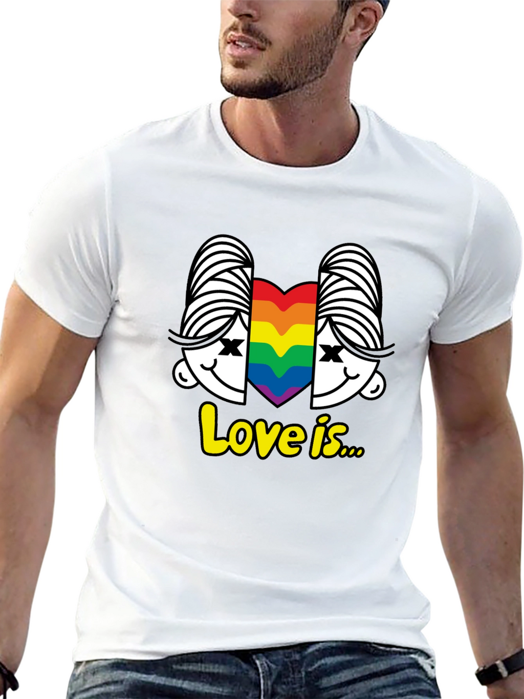 Love Is T-Shirt LGBT Pride Tee Rainbow Heart