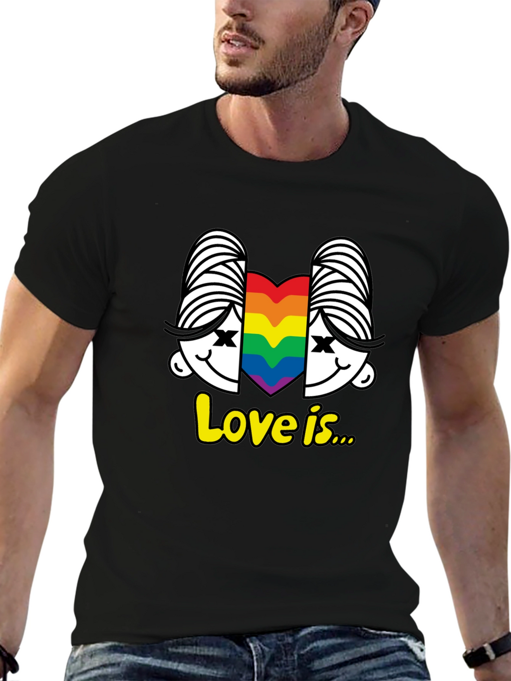 Love Is T-Shirt LGBT Pride Tee Rainbow Heart