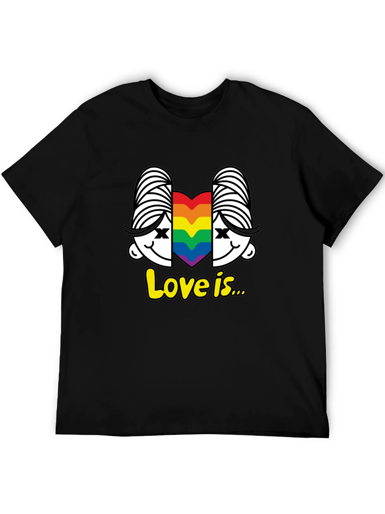 Love Is T-Shirt LGBT Pride Tee Rainbow Heart