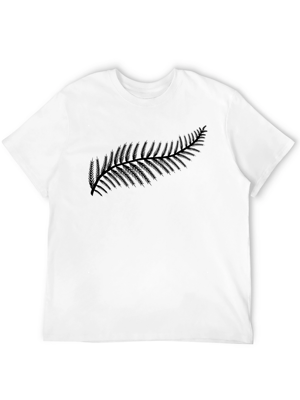 Fern Design Black Tee - Nature Inspired Casual Wear
