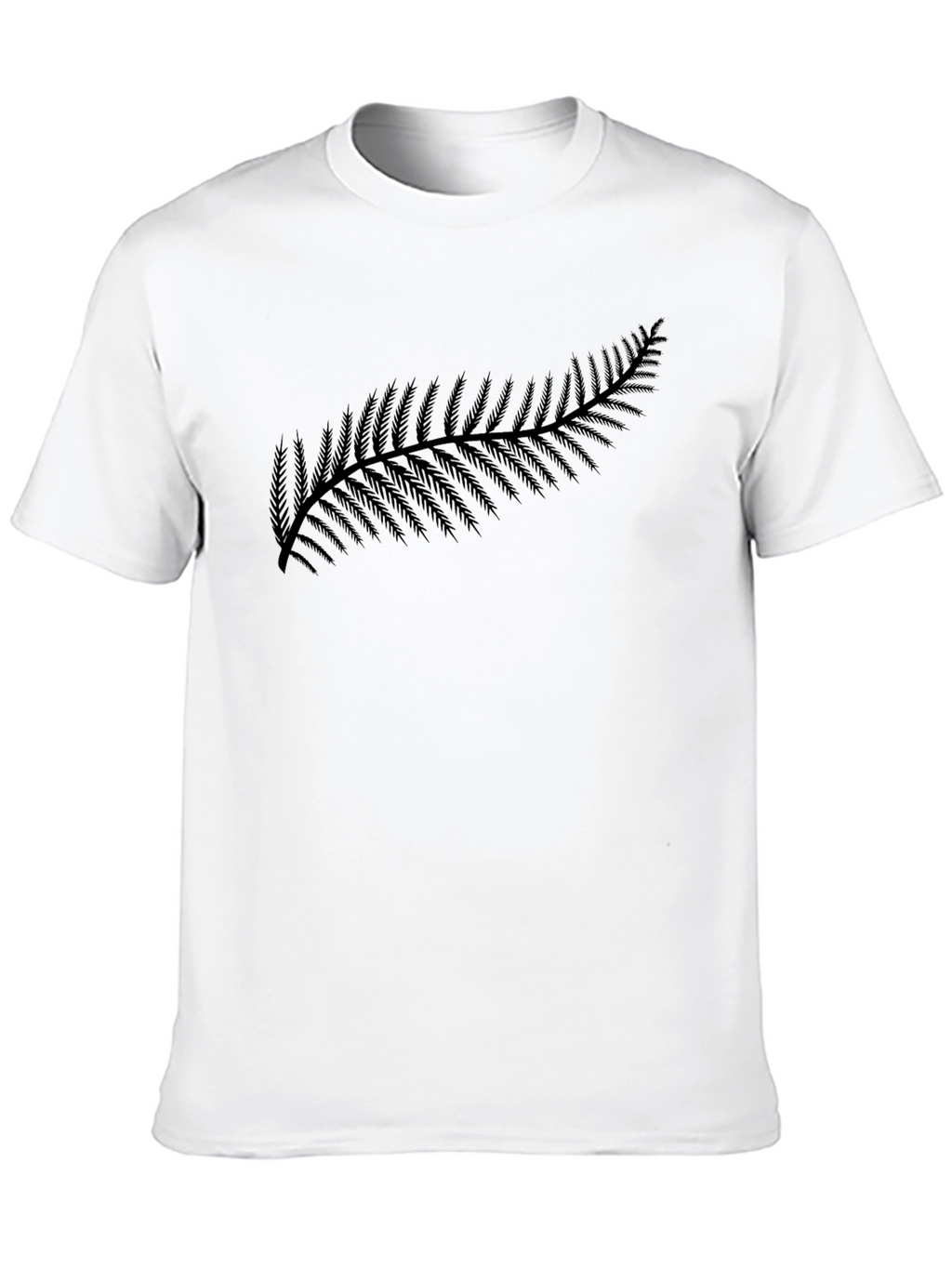 Fern Design Black Tee - Nature Inspired Casual Wear