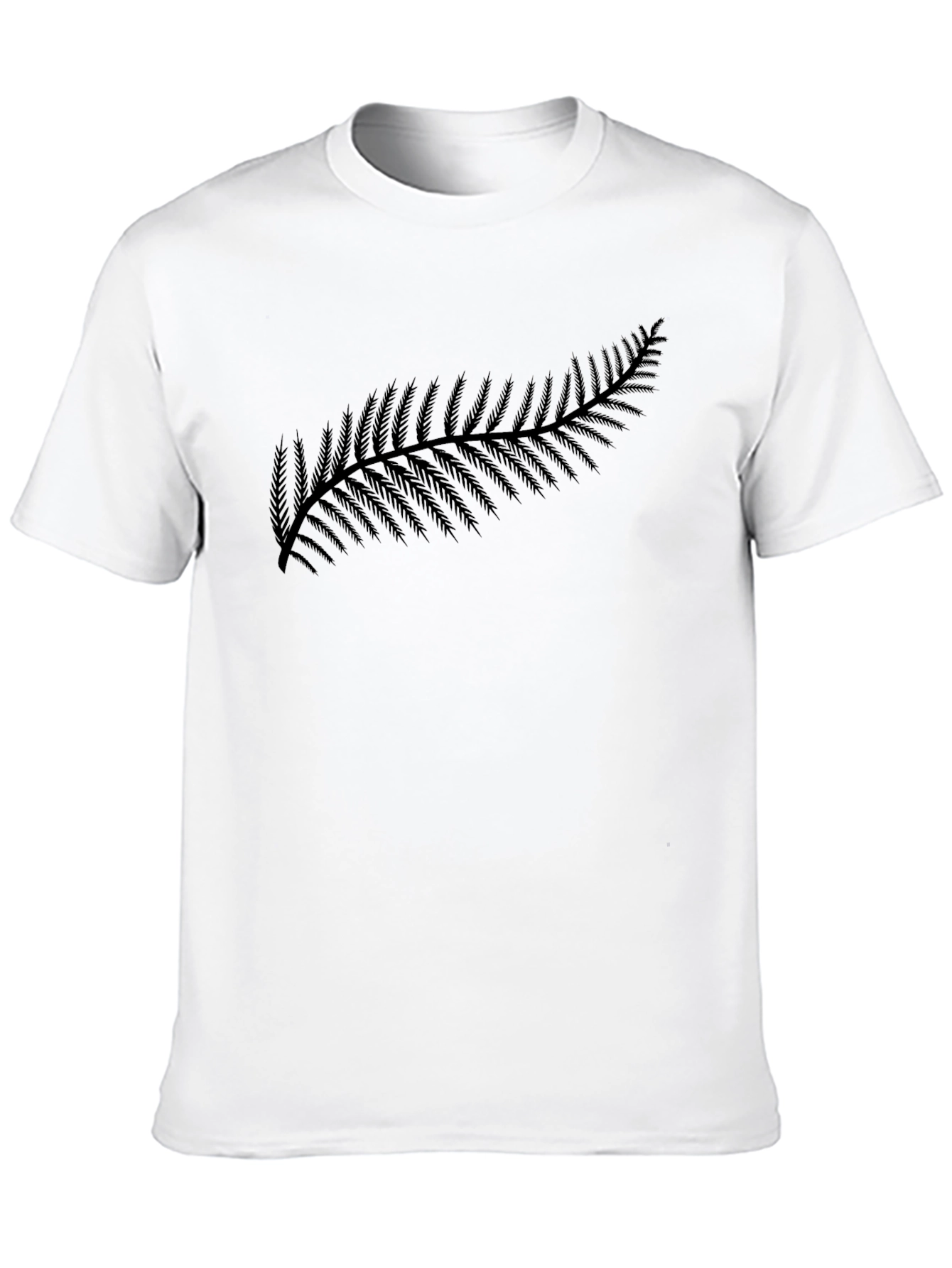 Fern Design Black Tee - Nature Inspired Casual Wear