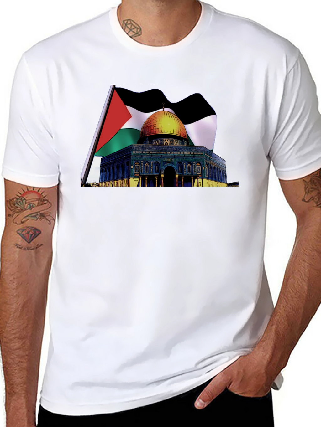 Palestine Flag & Dome of the Rock Graphic T-Shirt