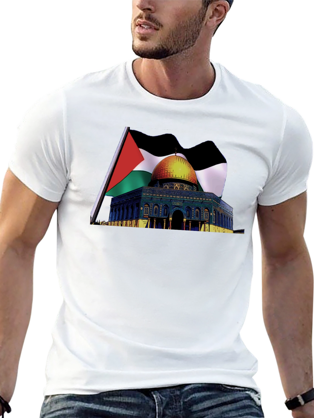 Palestine Flag & Dome of the Rock Graphic T-Shirt