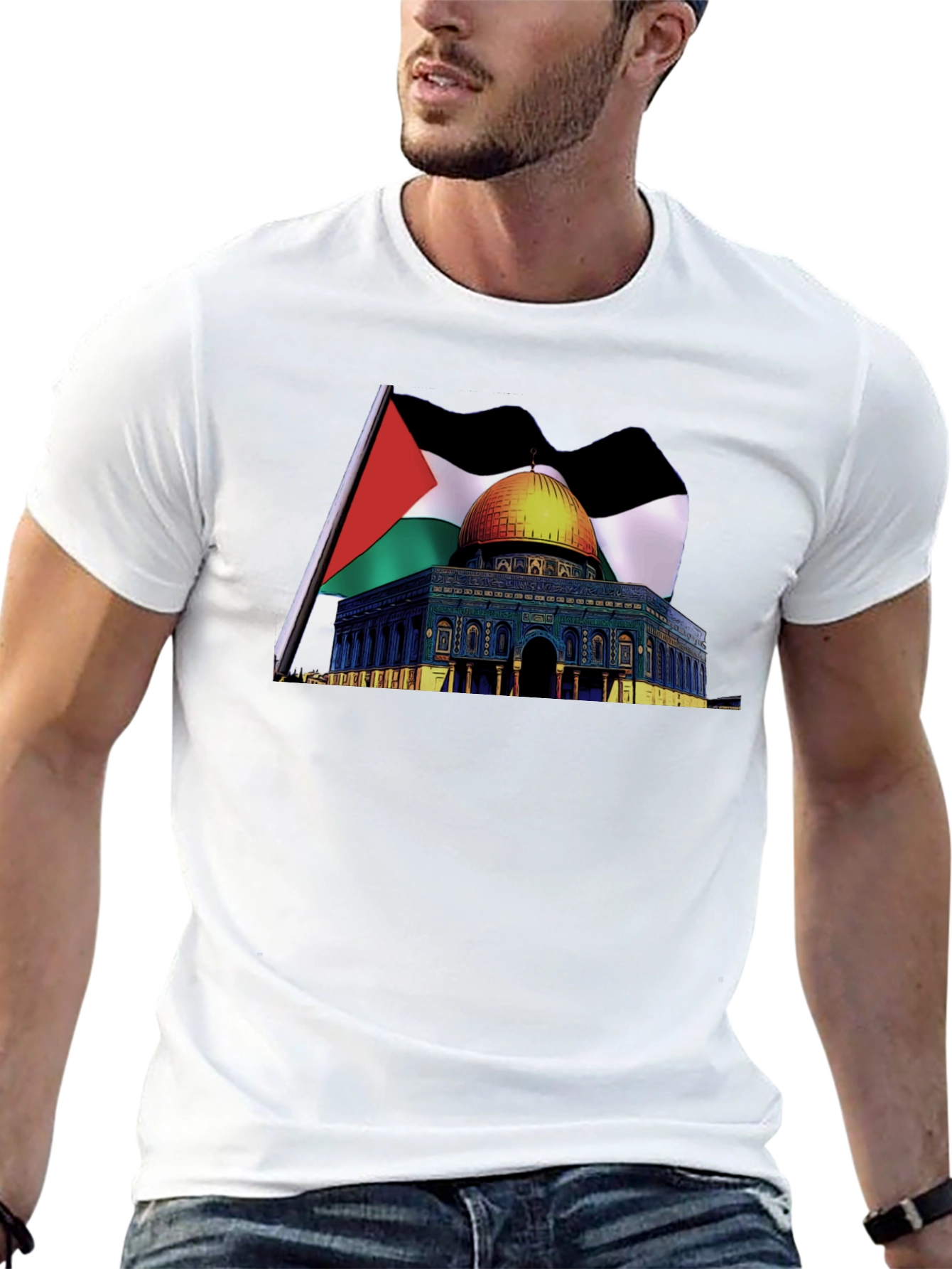 Palestine Flag & Dome of the Rock Graphic T-Shirt