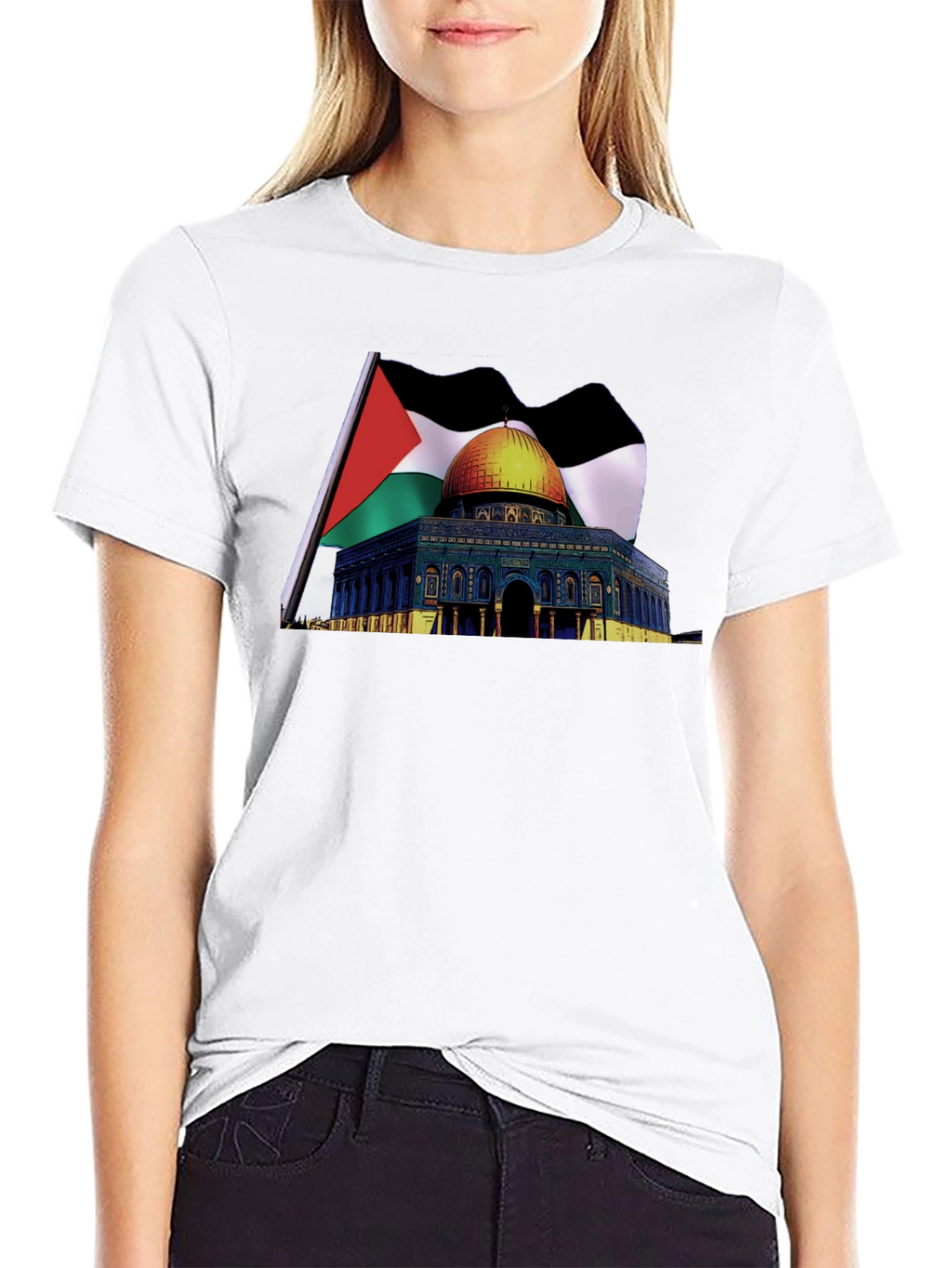 Palestine Flag & Dome of the Rock Graphic T-Shirt