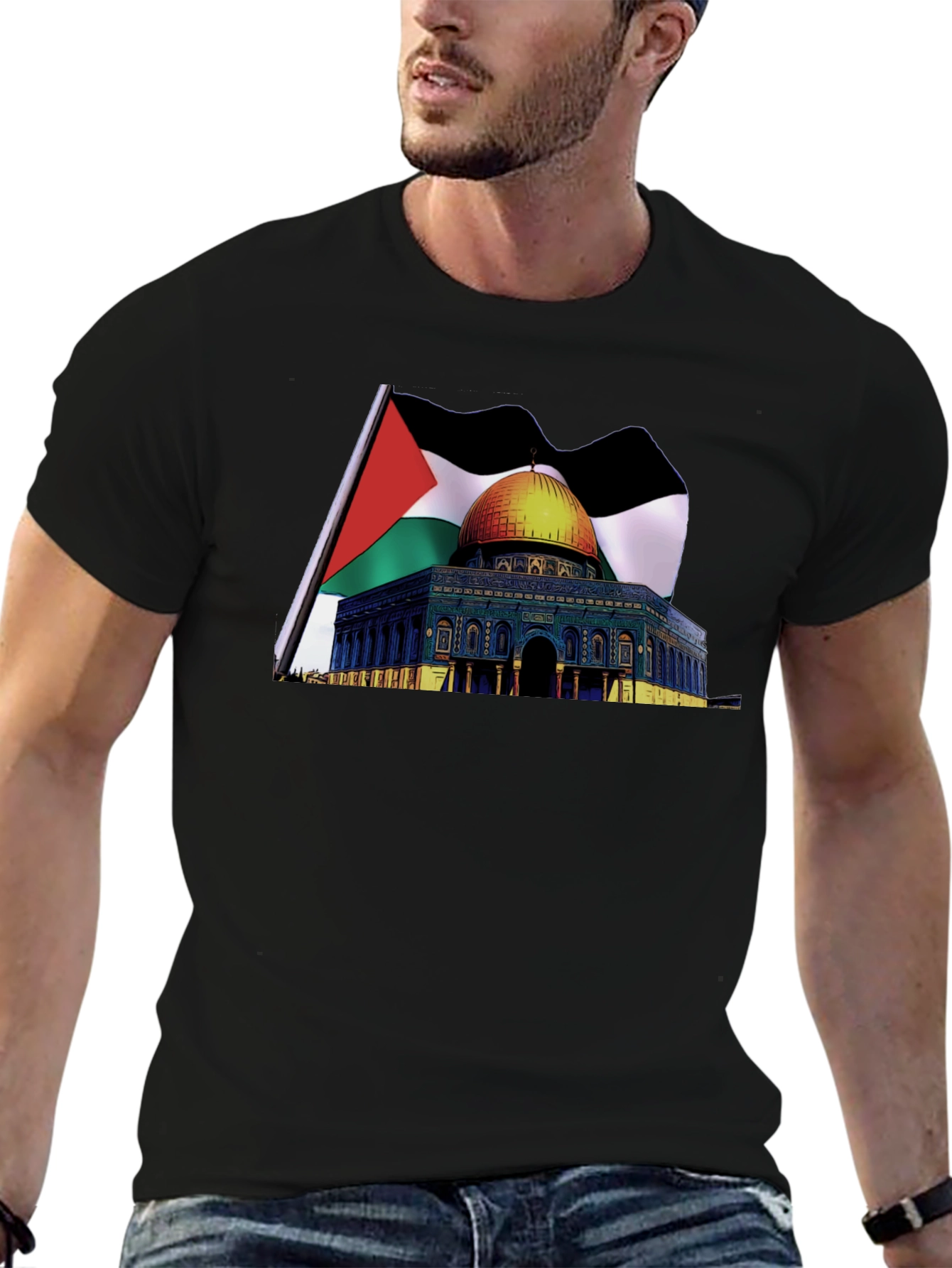 Palestine Flag & Dome of the Rock Graphic T-Shirt