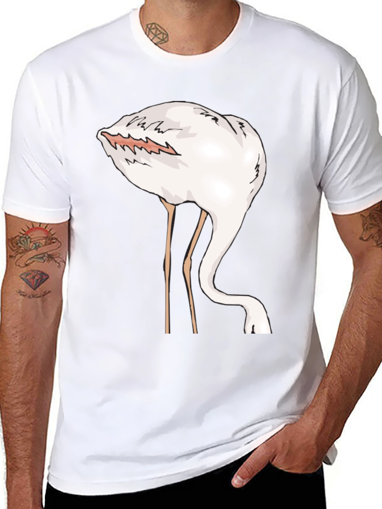 Funny Flamingo Head in Sand Graphic T-Shirt