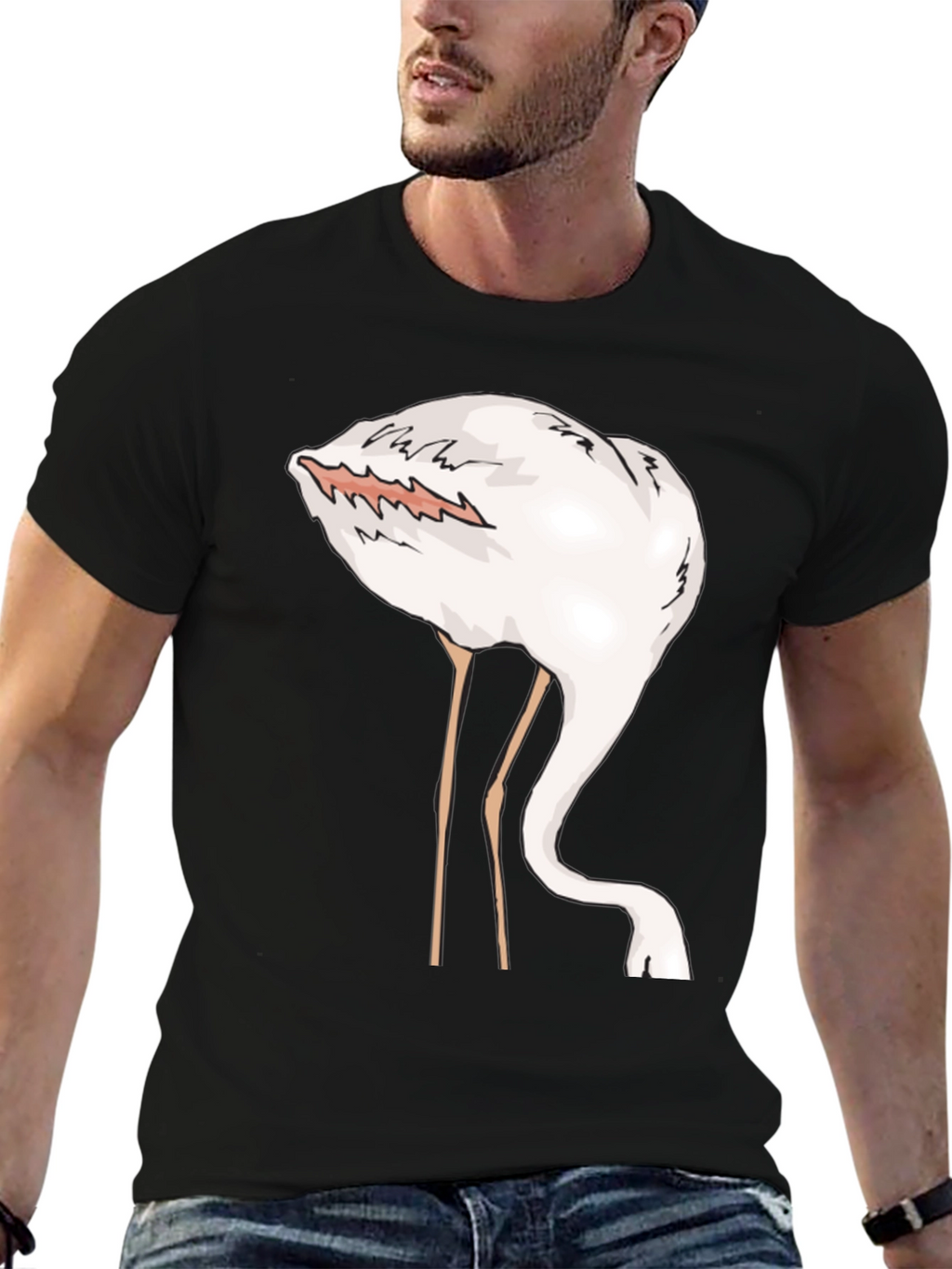 Funny Flamingo Head in Sand Graphic T-Shirt