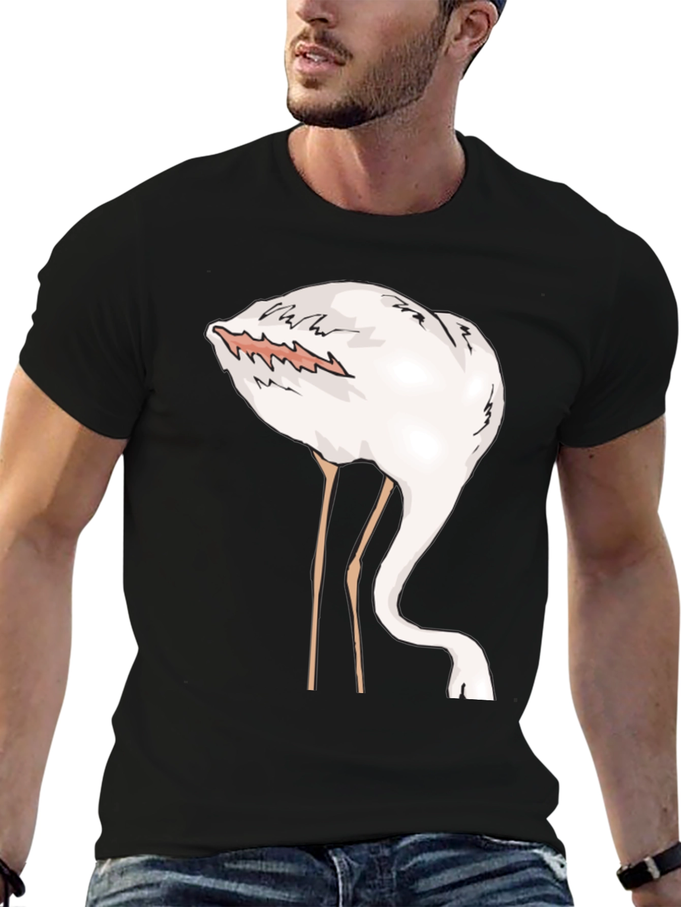 Funny Flamingo Head in Sand Graphic T-Shirt