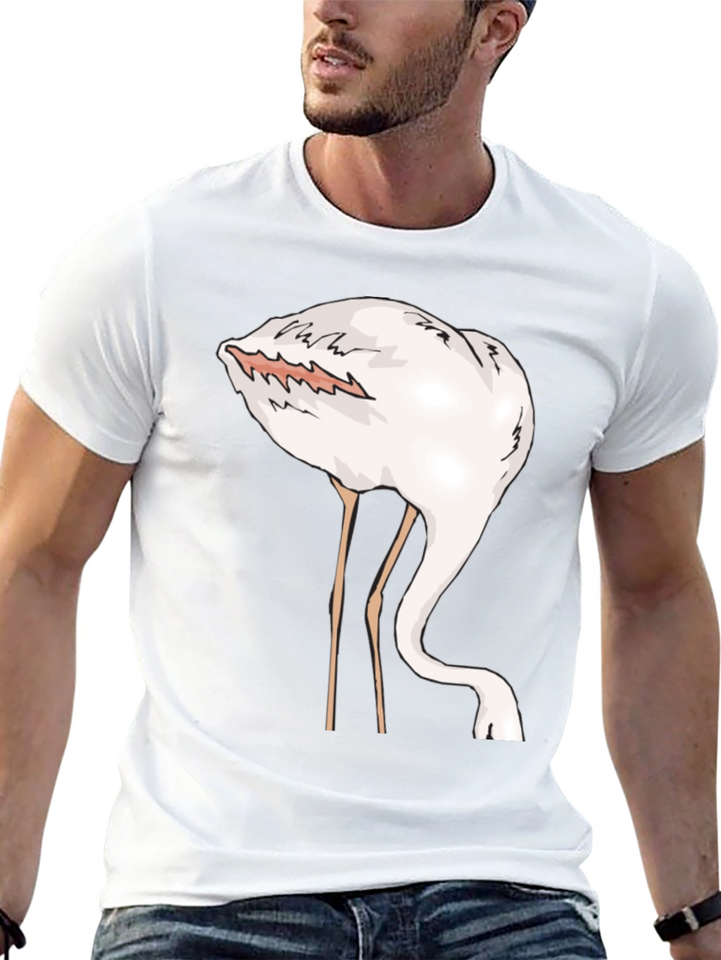 Funny Flamingo Head in Sand Graphic T-Shirt