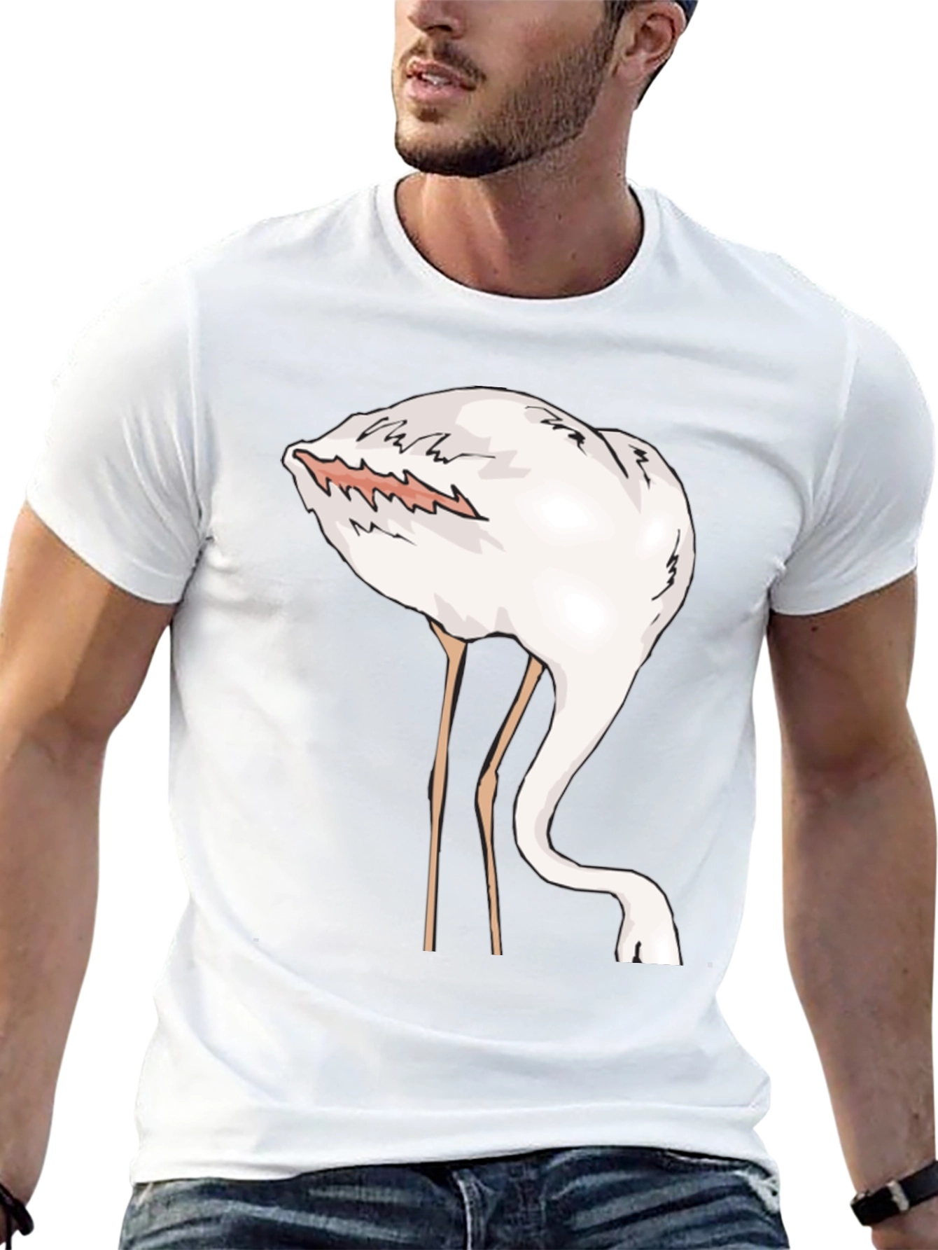 Funny Flamingo Head in Sand Graphic T-Shirt