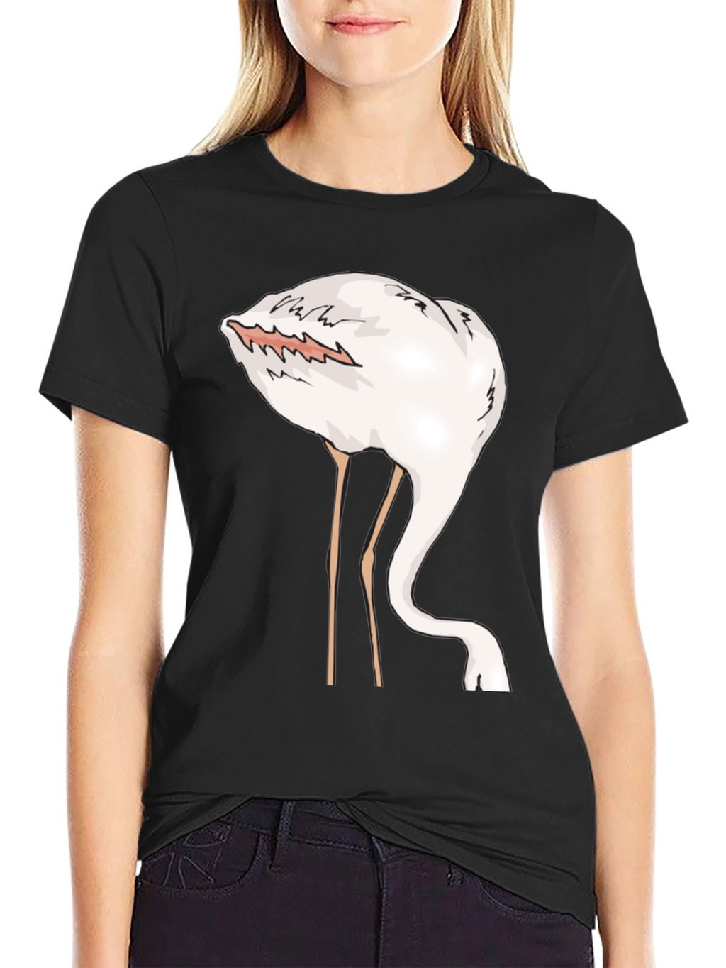 Funny Flamingo Head in Sand Graphic T-Shirt
