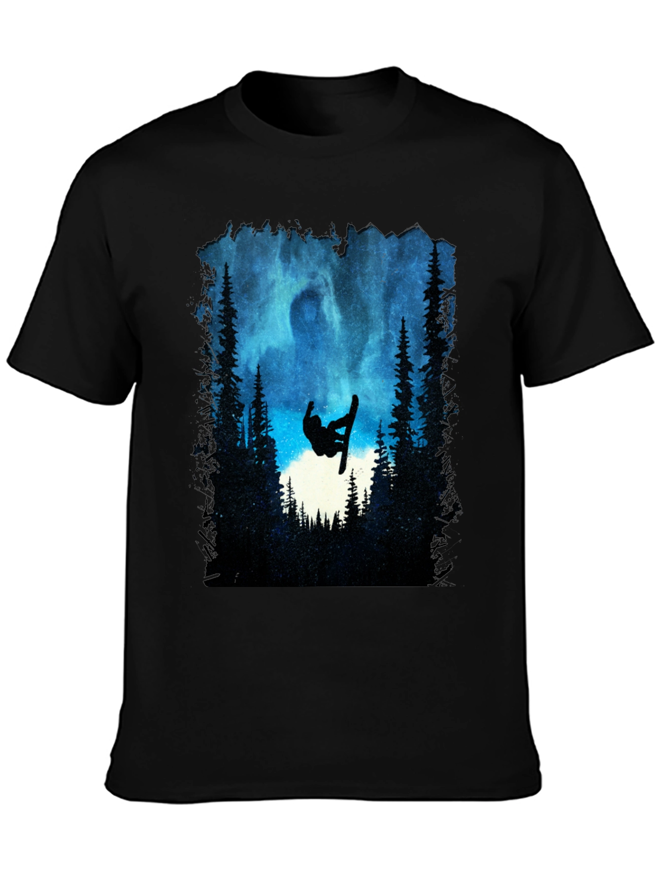 Snowboarder Silhouette T-Shirt - Night Sky Design