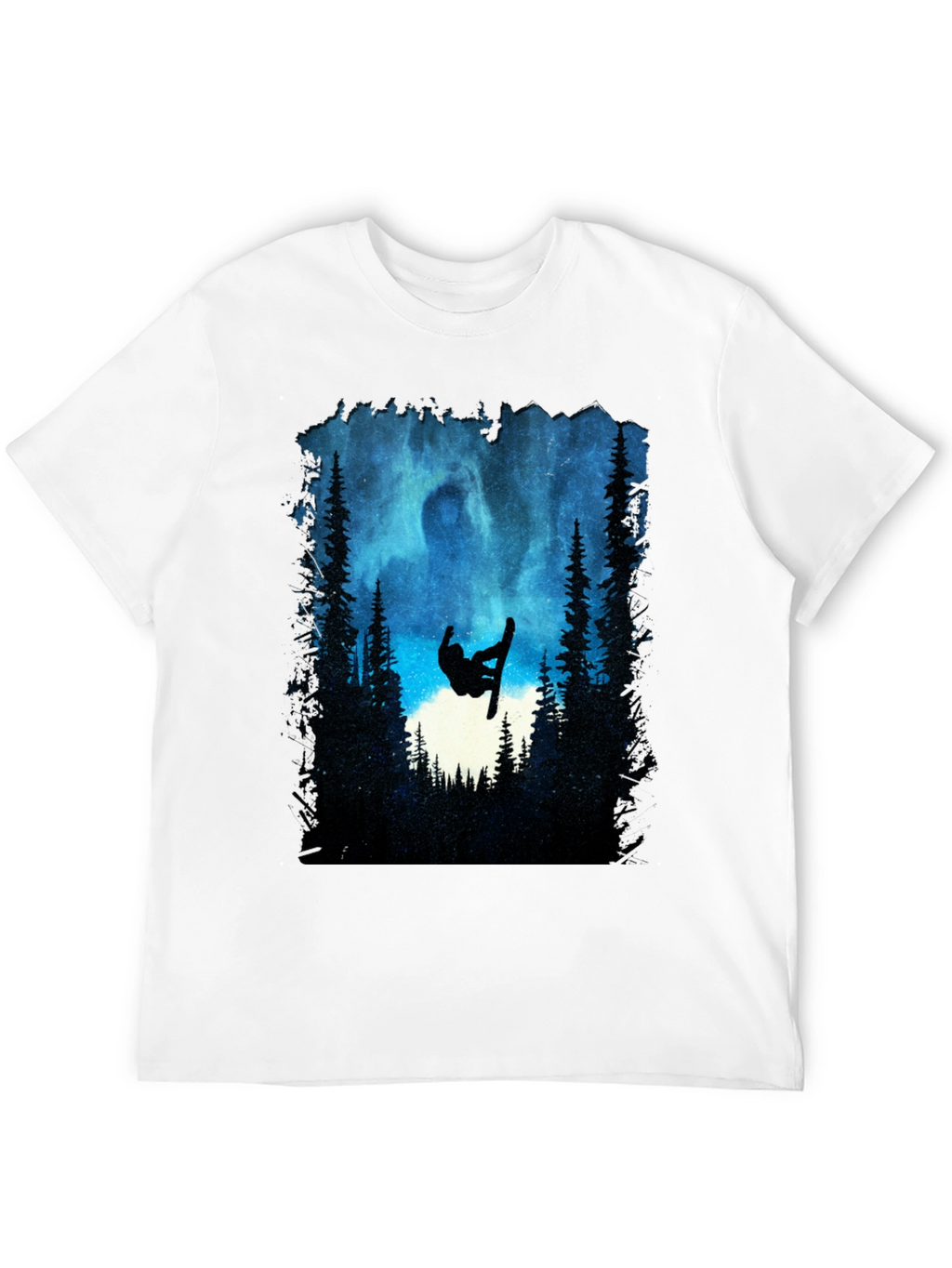Snowboarder Silhouette T-Shirt - Night Sky Design