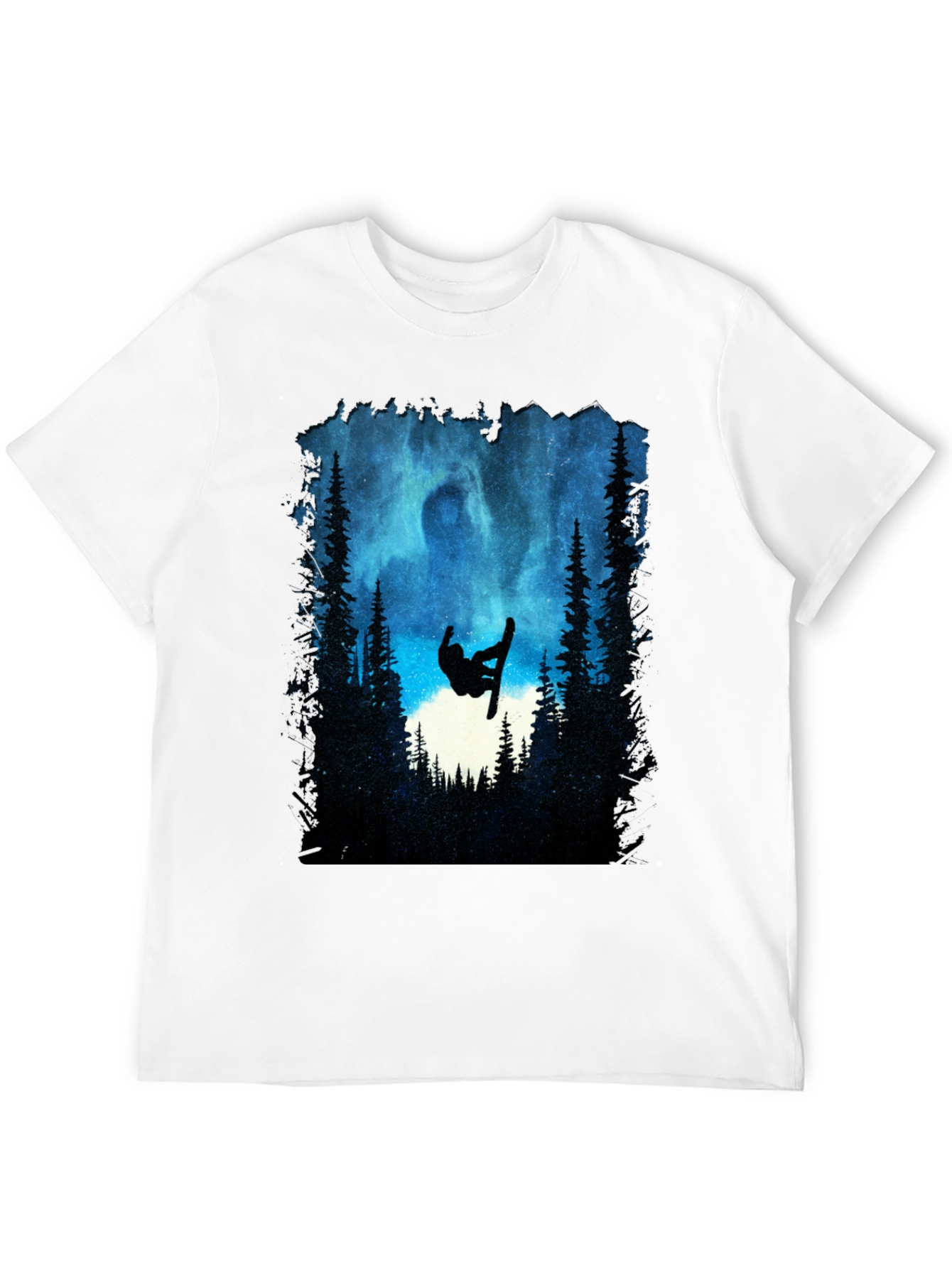 Snowboarder Silhouette T-Shirt - Night Sky Design