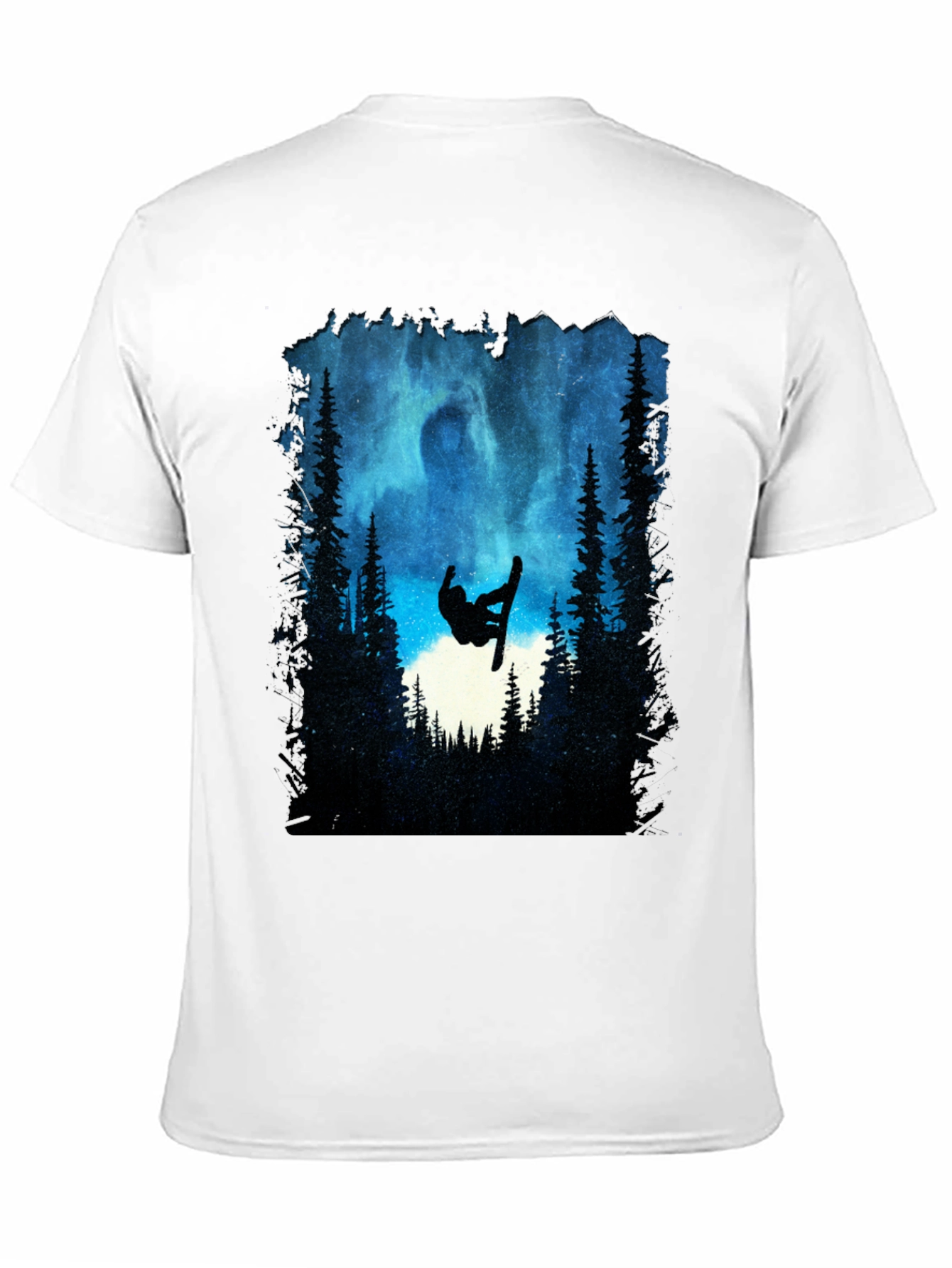 Snowboarder Silhouette T-Shirt - Night Sky Design