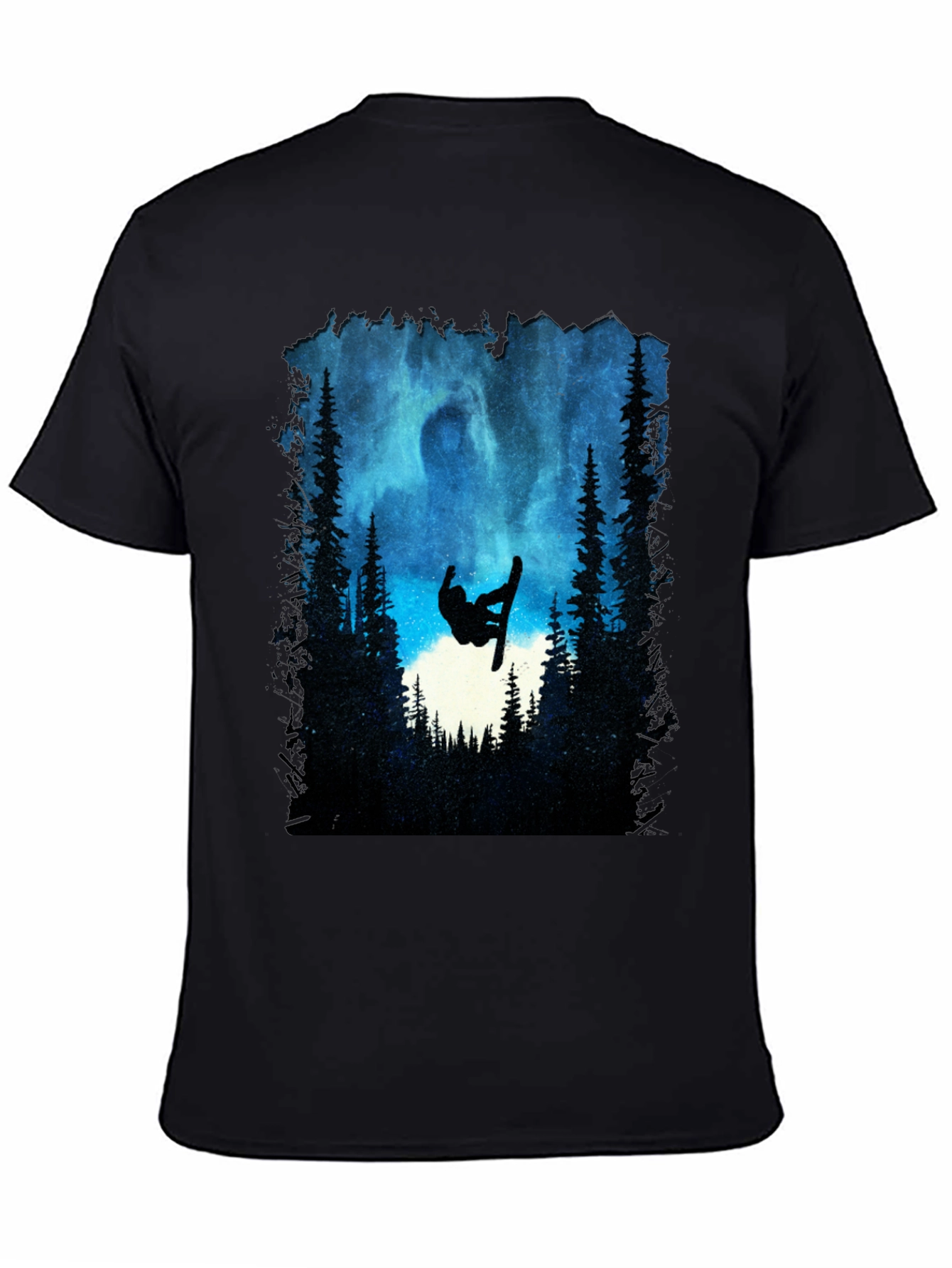 Snowboarder Silhouette T-Shirt - Night Sky Design