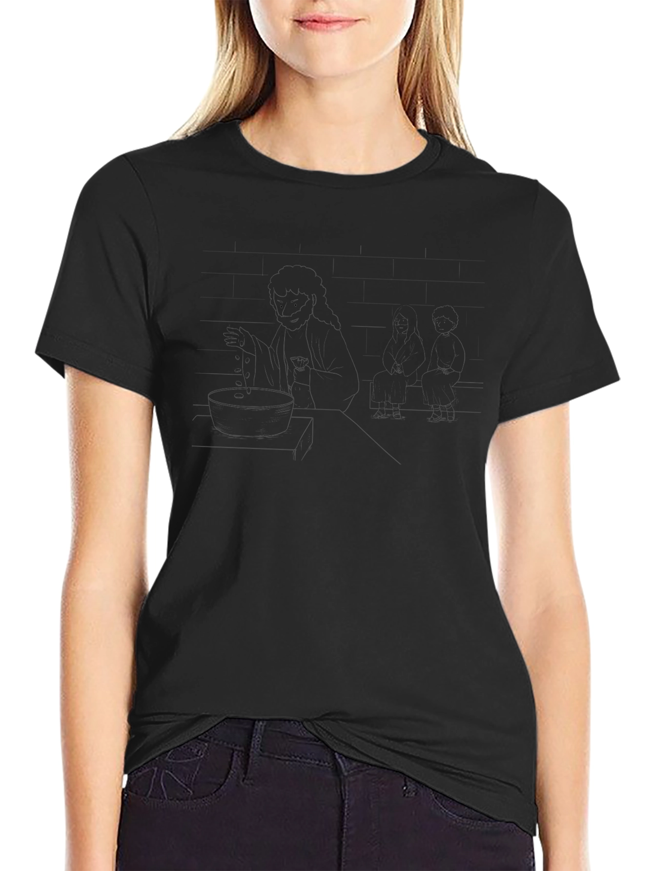 Cartoon Style Graphic Black T-Shirt