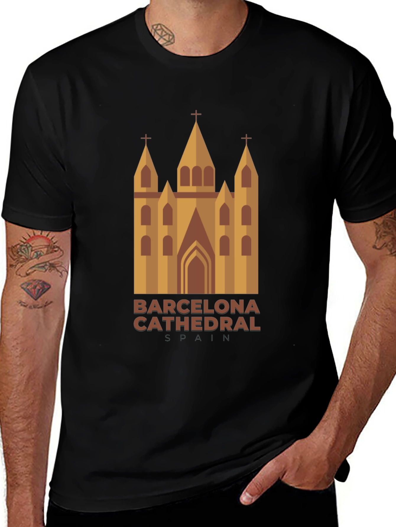 Barcelona Cathedral Graphic T-Shirt - Stylish Travel Souvenir