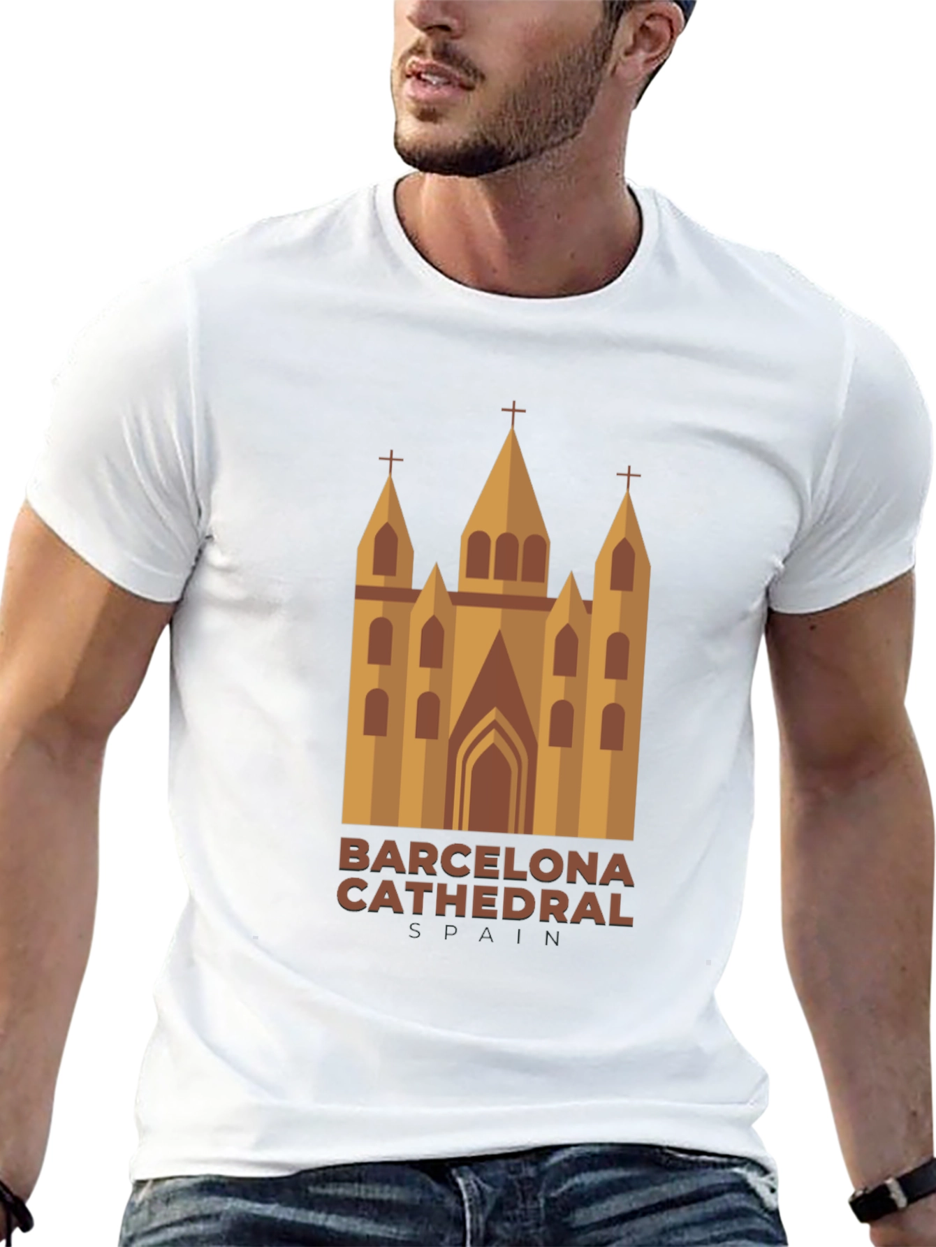 Barcelona Cathedral Graphic T-Shirt - Stylish Travel Souvenir