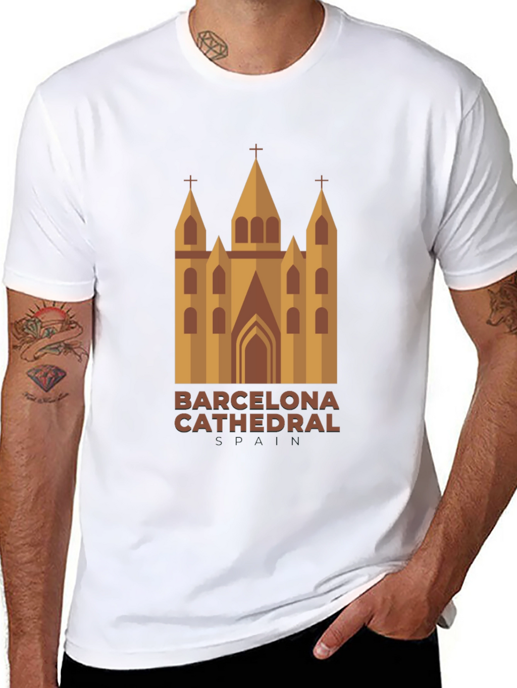 Barcelona Cathedral Graphic T-Shirt - Stylish Travel Souvenir
