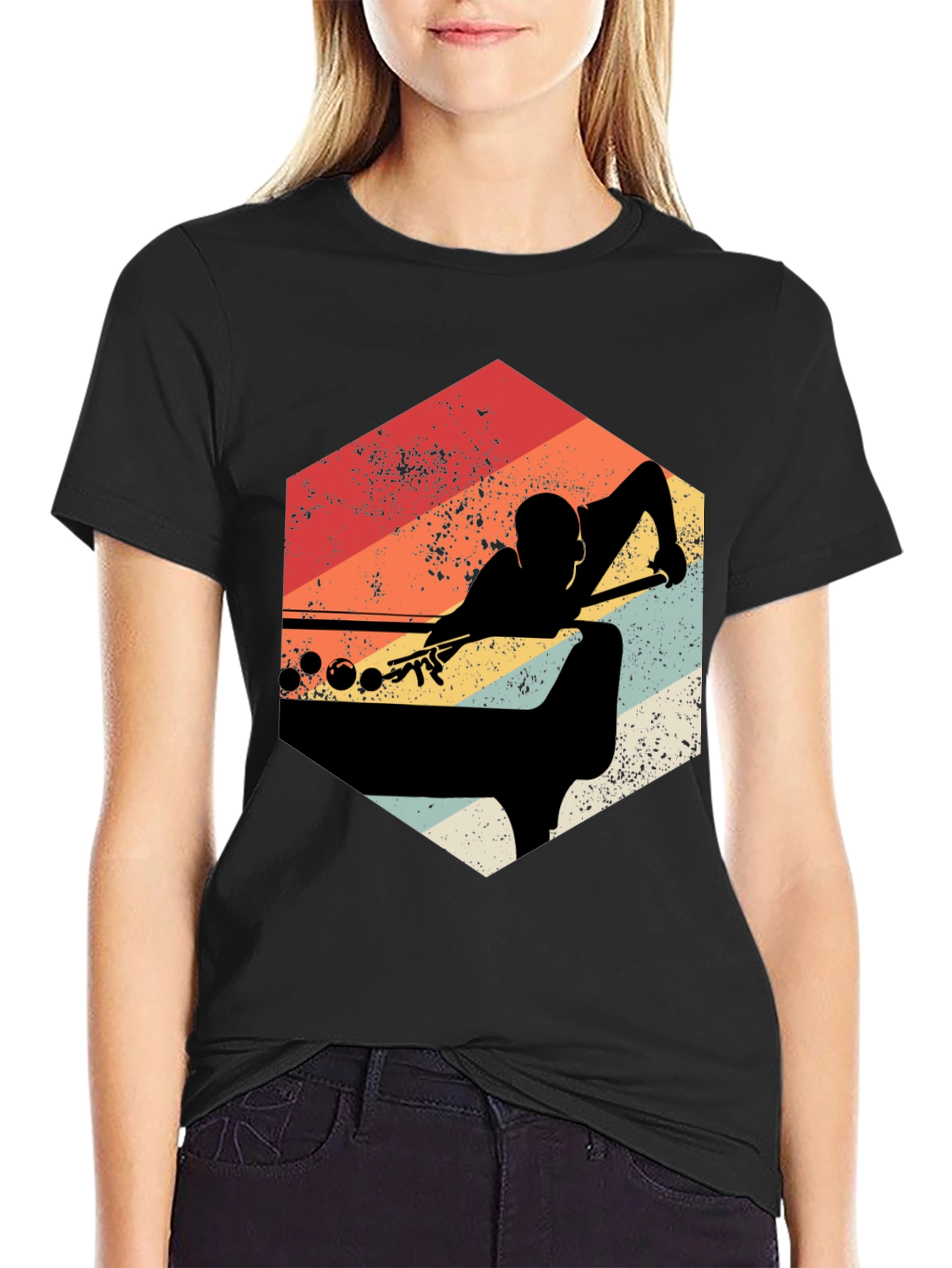 Vintage Billiards Player Graphic T-Shirt