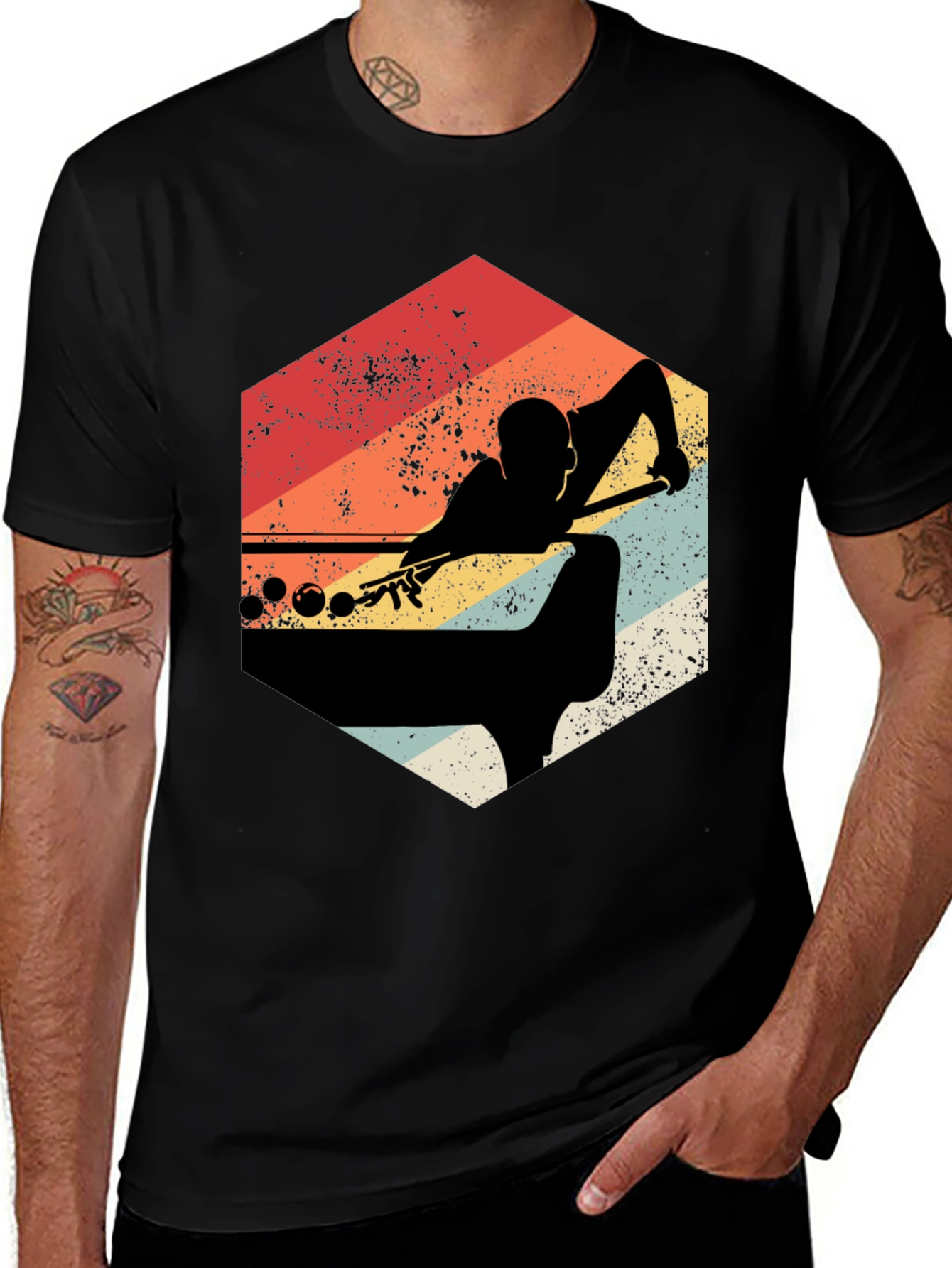 Vintage Billiards Player Graphic T-Shirt