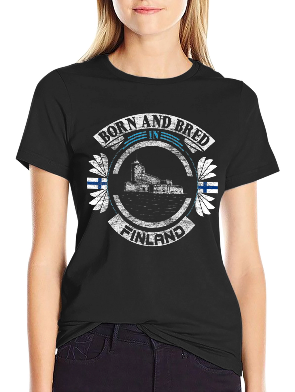 Finland Born and Bred Black T-Shirt