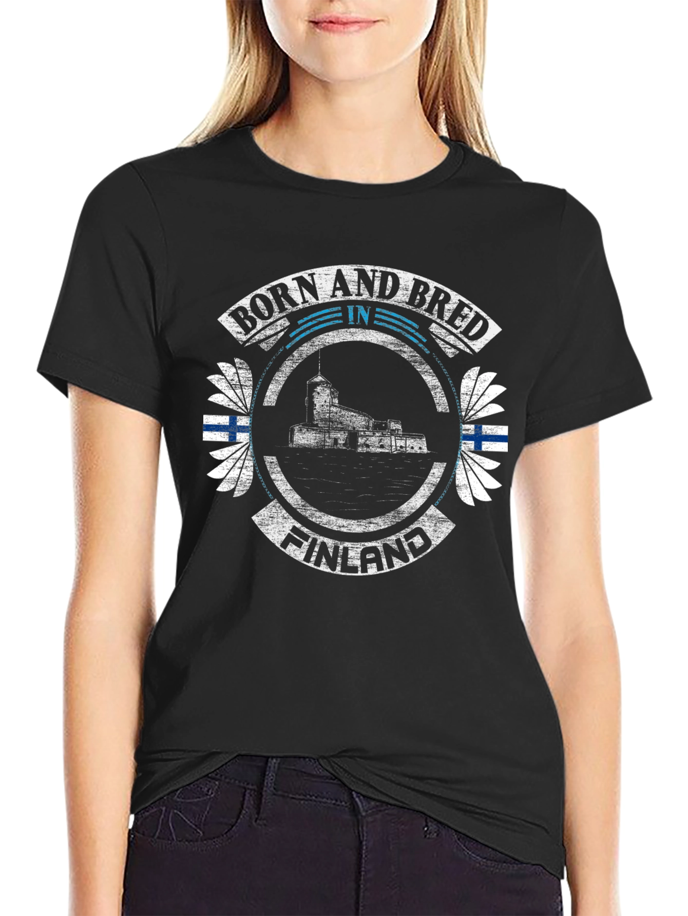 Finland Born and Bred Black T-Shirt
