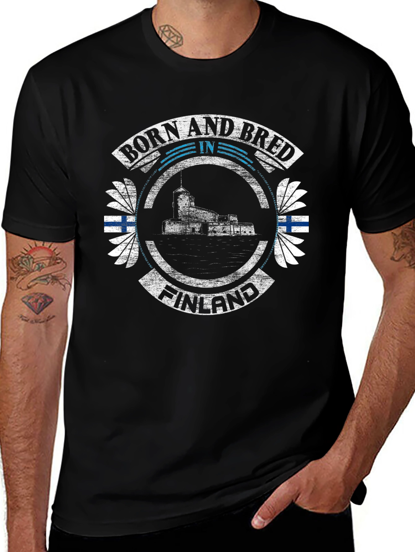 Finland Born and Bred Black T-Shirt