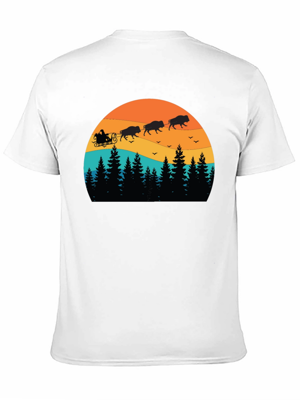 Buffalo Santa T-Shirt - Holiday Bison Sleigh