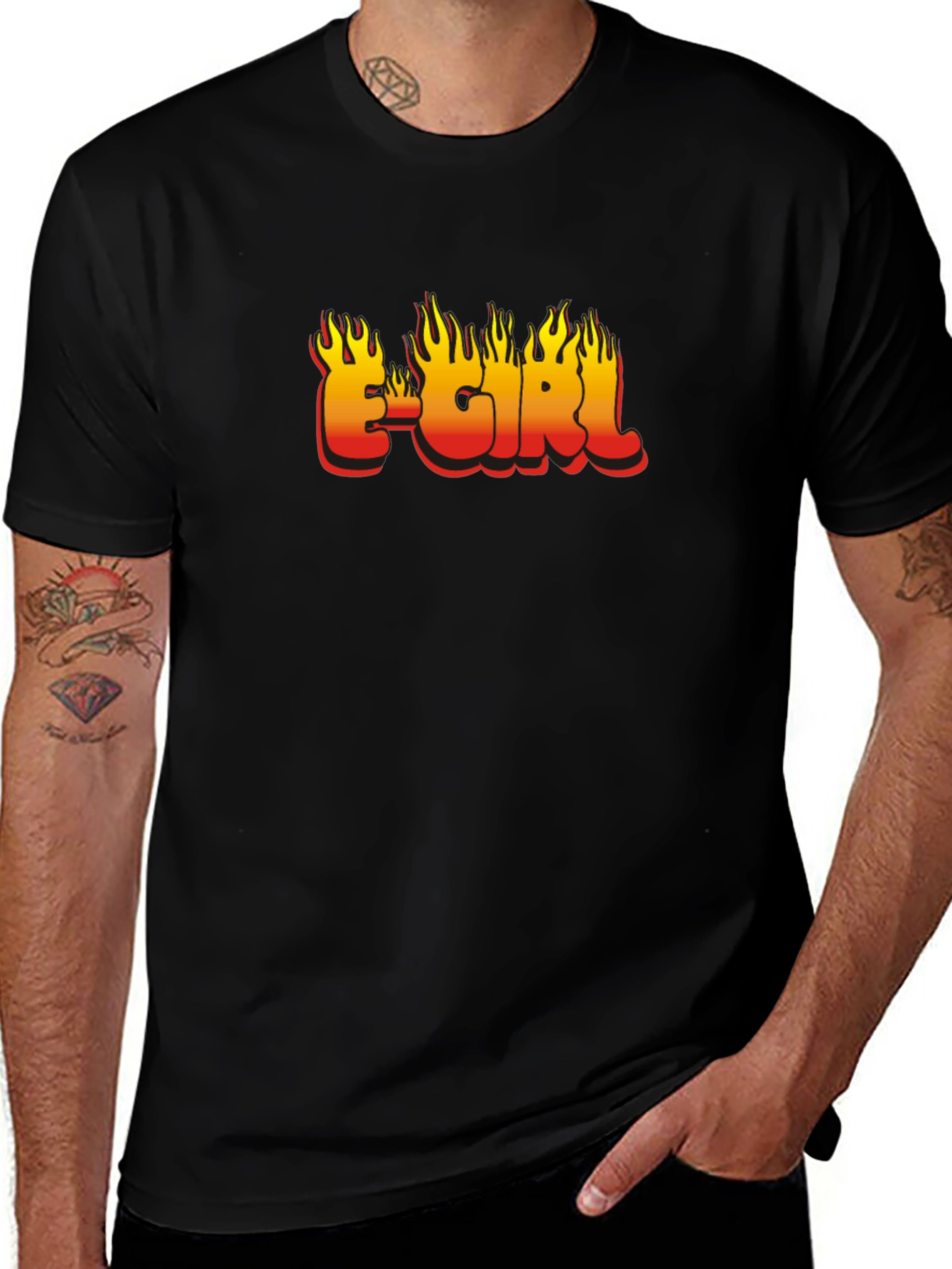 E-Girl Flame Graphic Black T-Shirt