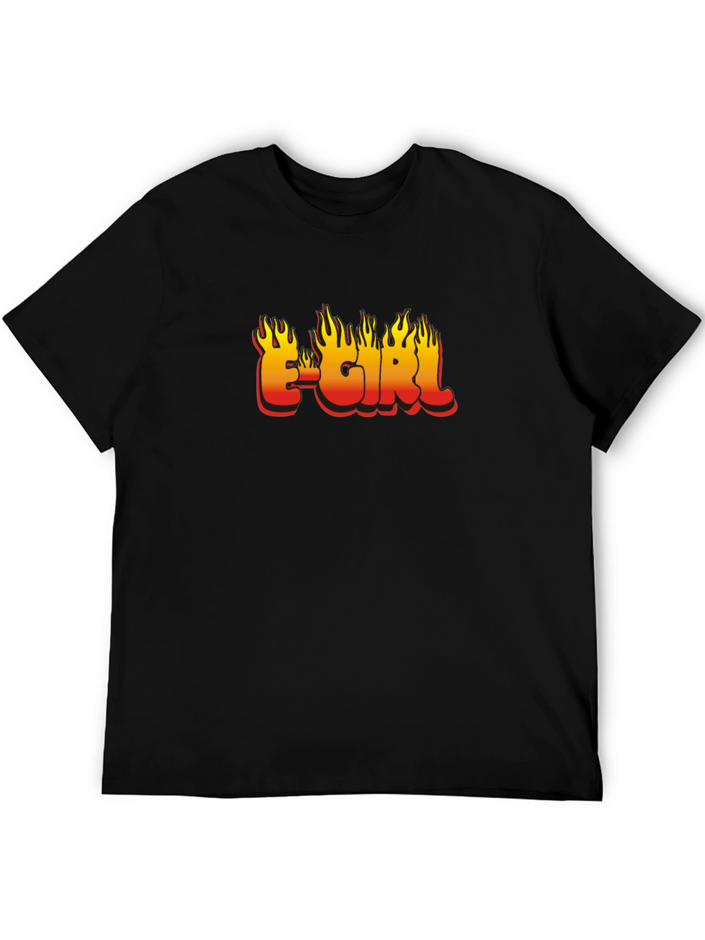 E-Girl Flame Graphic Black T-Shirt