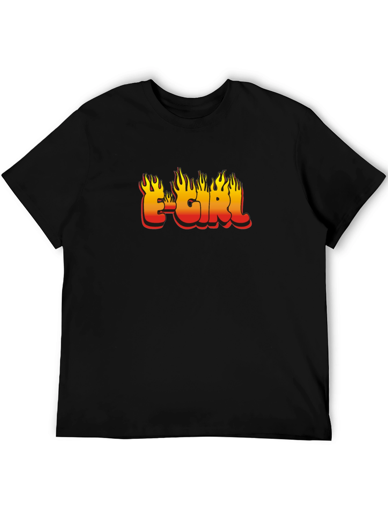 E-Girl Flame Graphic Black T-Shirt