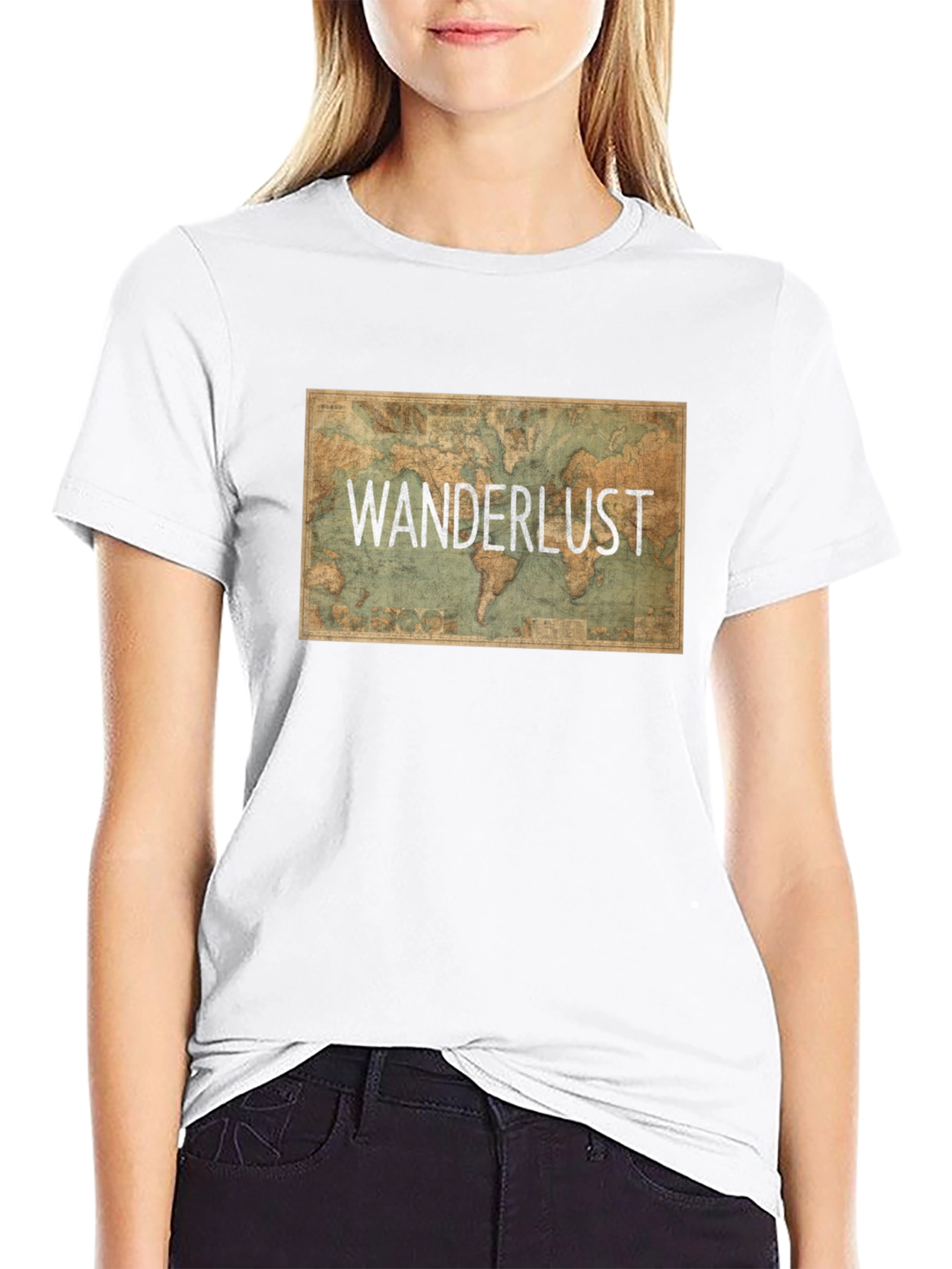 Wanderlust Map Graphic Tee - Travel Inspiration