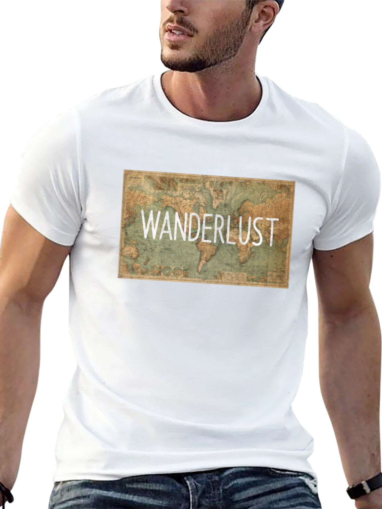 Wanderlust Map Graphic Tee - Travel Inspiration