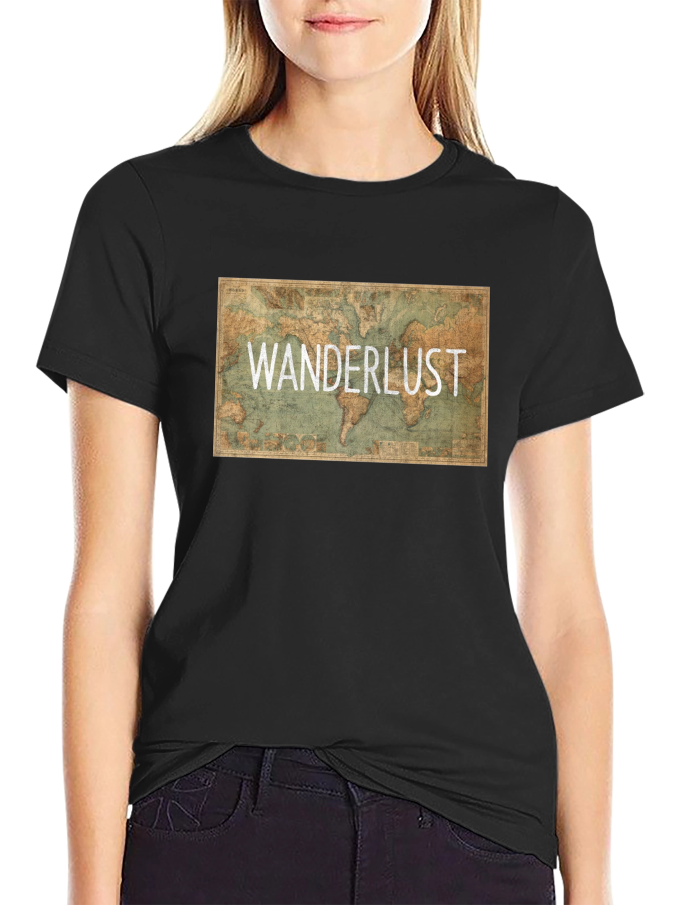 Wanderlust Map Graphic Tee - Travel Inspiration