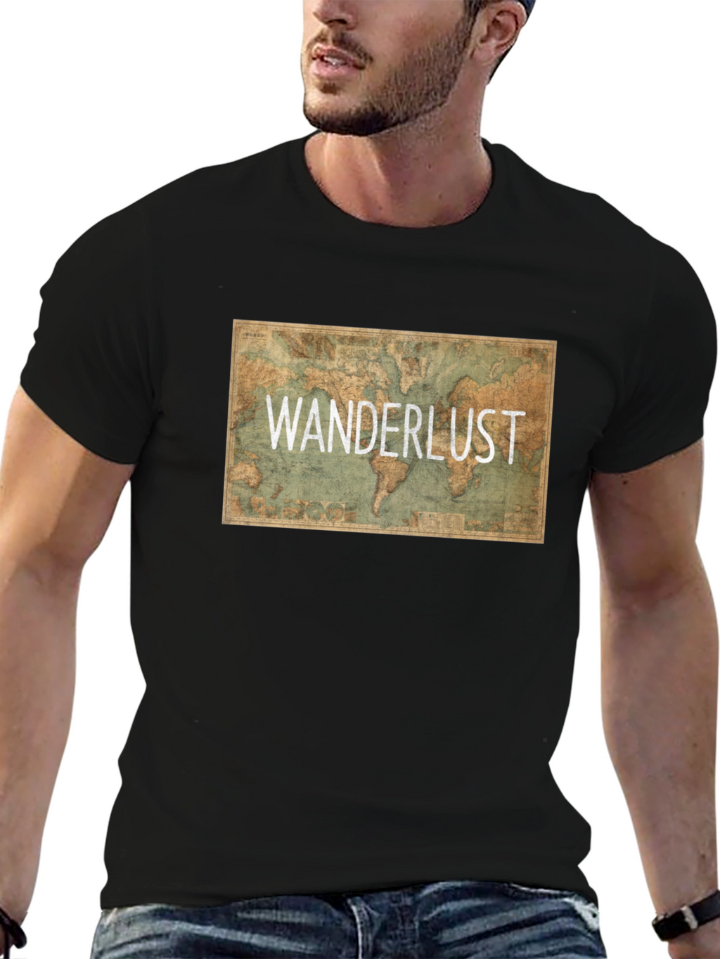 Wanderlust Map Graphic Tee - Travel Inspiration