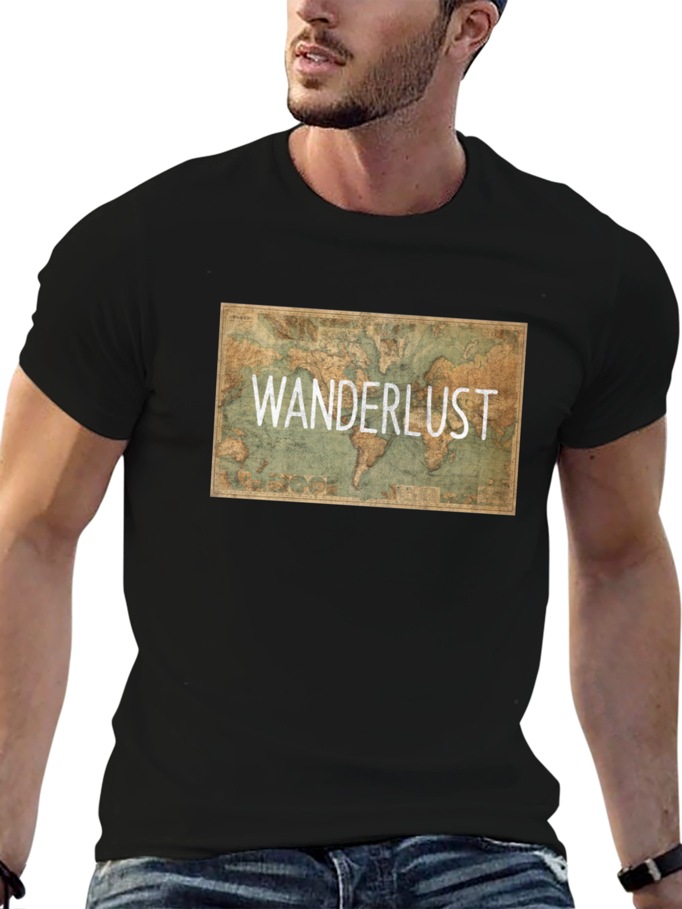 Wanderlust Map Graphic Tee - Travel Inspiration