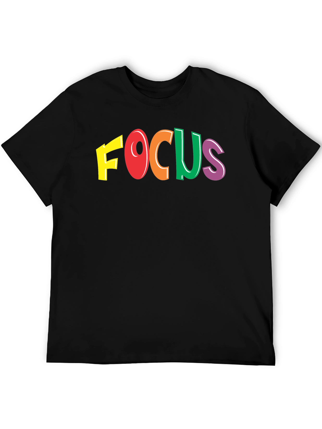 Colorful FOCUS Graphic T-Shirt - Mens Black Tee