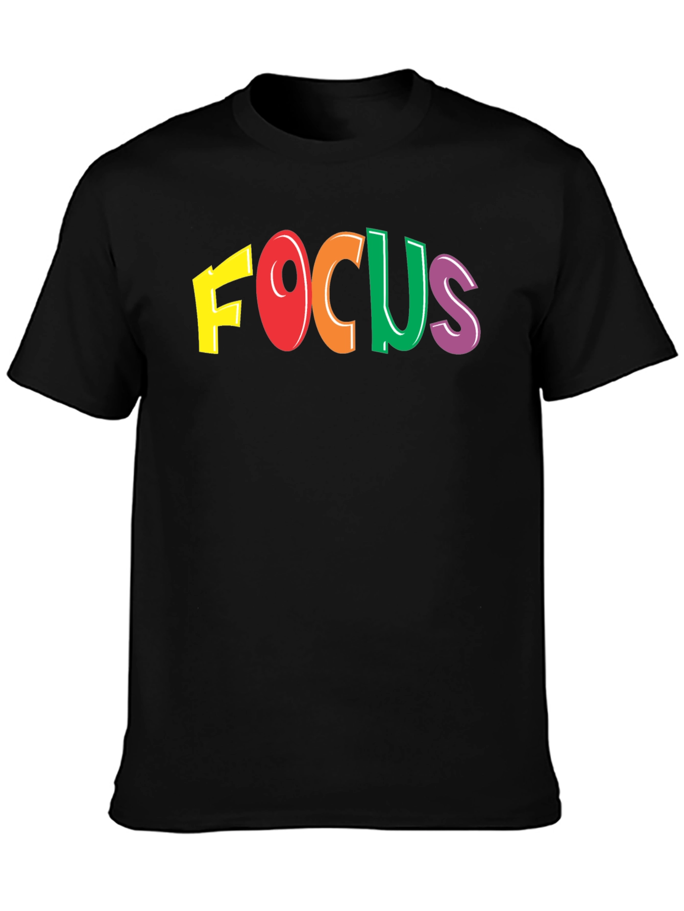 Colorful FOCUS Graphic T-Shirt - Mens Black Tee