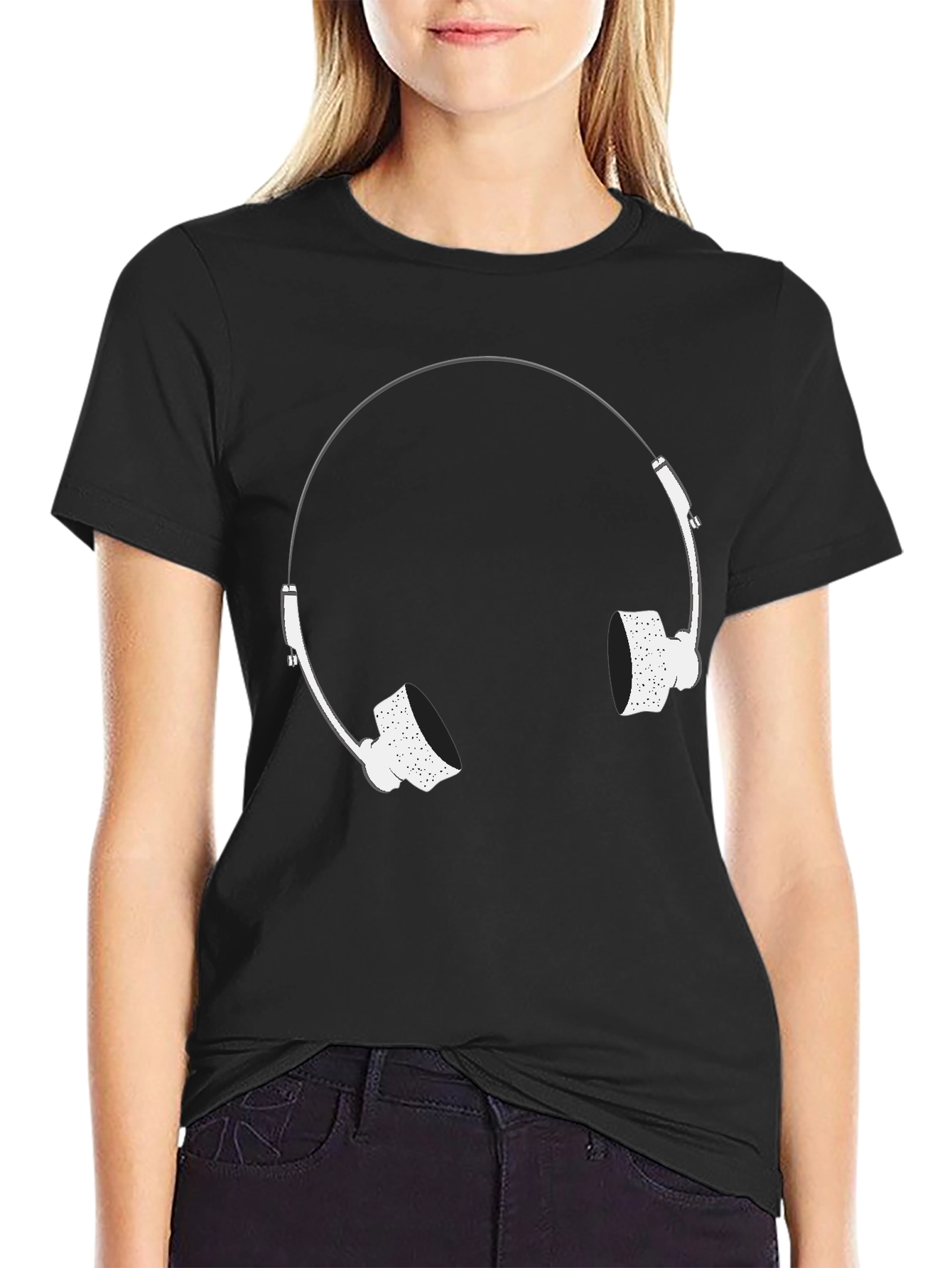 Cool Black T-Shirt with Headphone Graphic