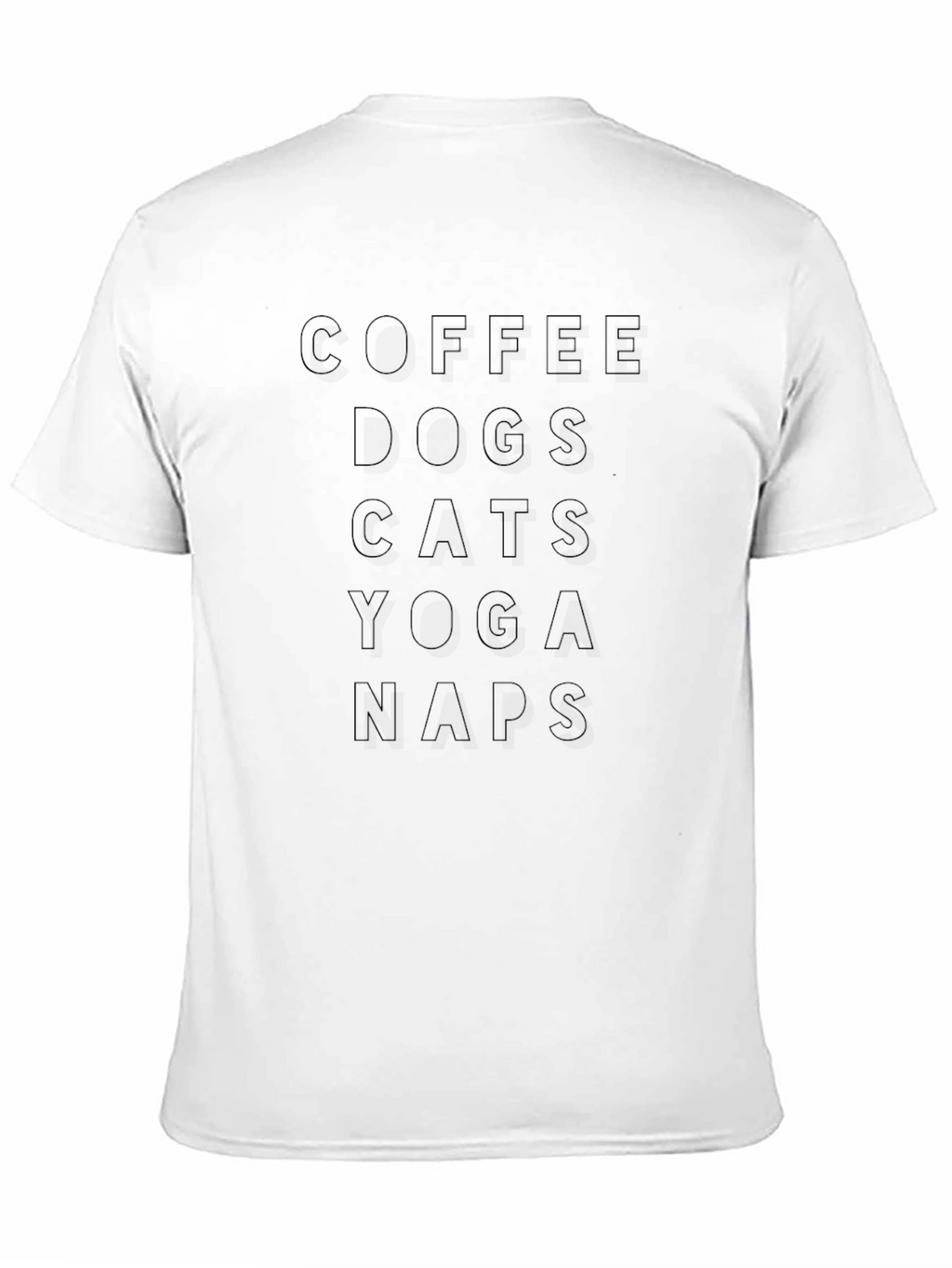 Coffee Dogs Cats Yoga Naps - Black T-Shirt