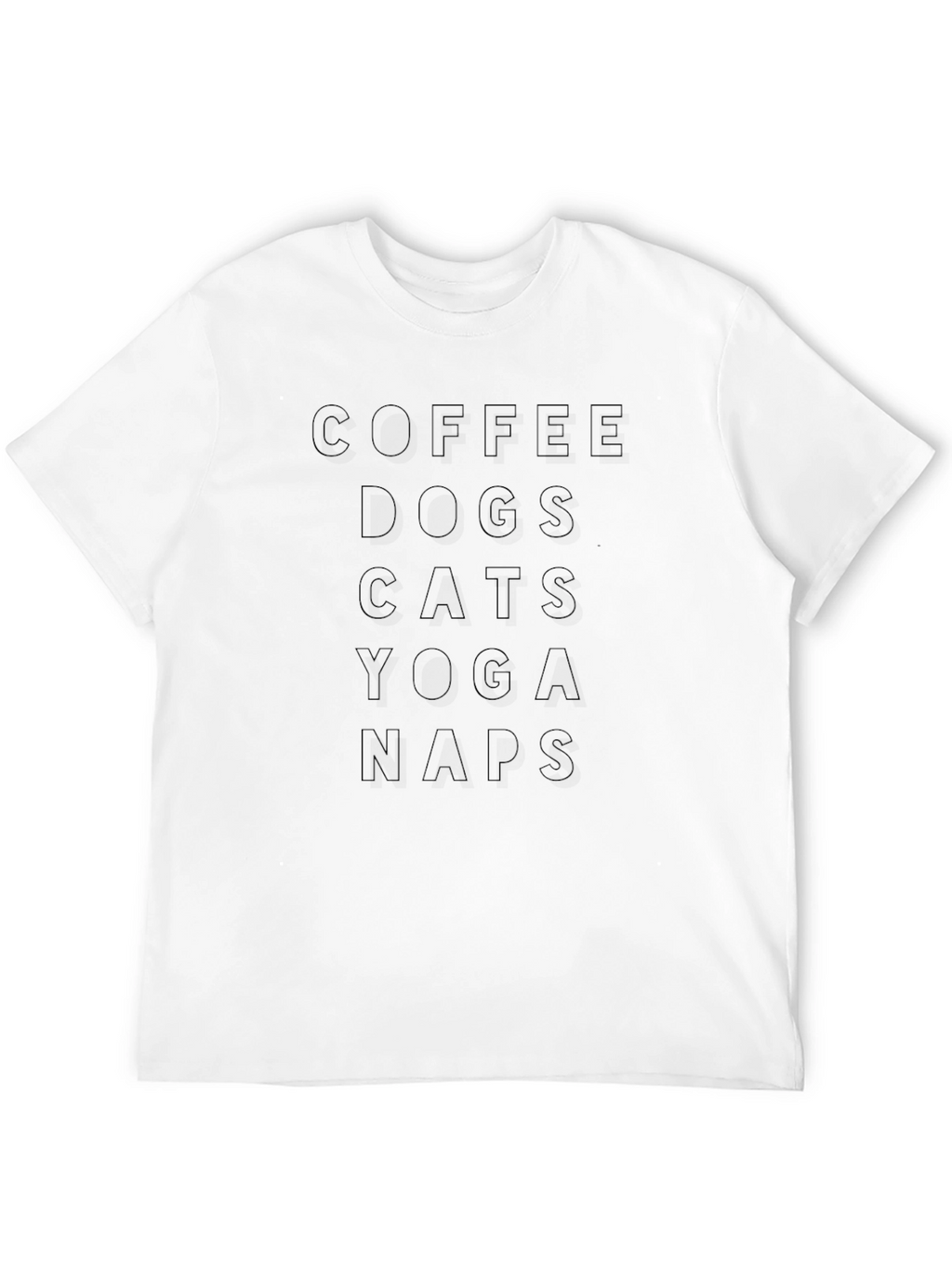 Coffee Dogs Cats Yoga Naps - Black T-Shirt