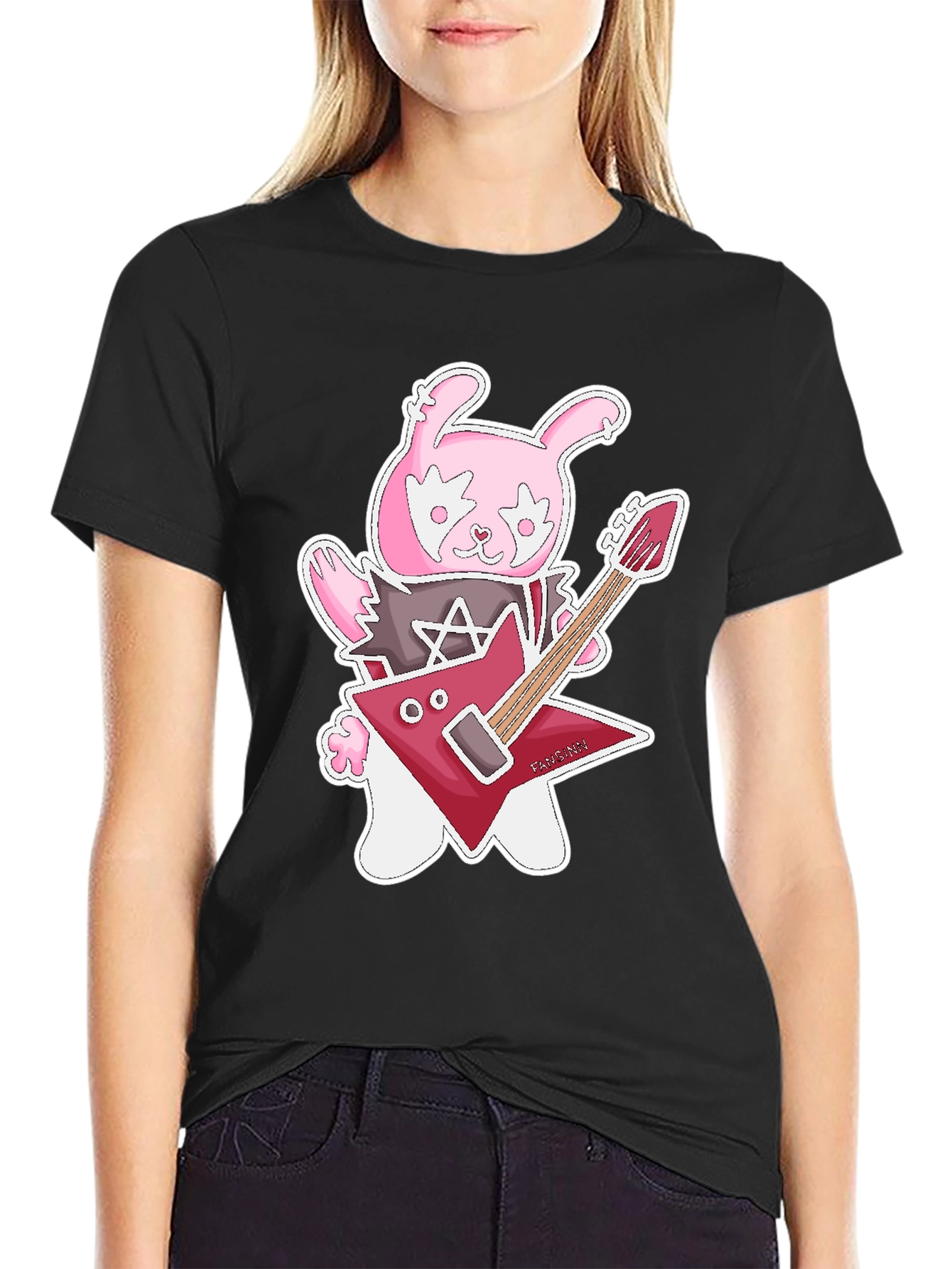 Rockstar Rabbit Graphic T-Shirt - Black Cotton Tee