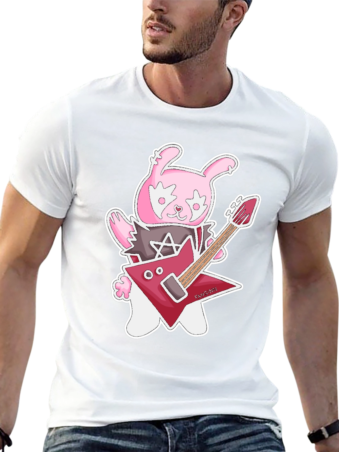 Rockstar Rabbit Graphic T-Shirt - Black Cotton Tee
