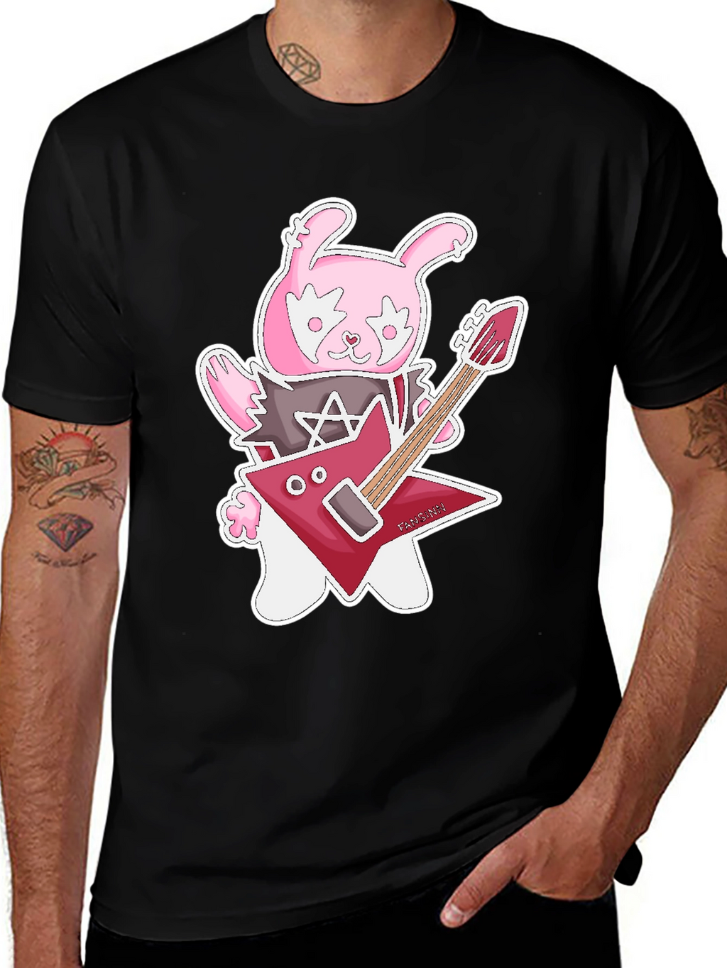 Rockstar Rabbit Graphic T-Shirt - Black Cotton Tee